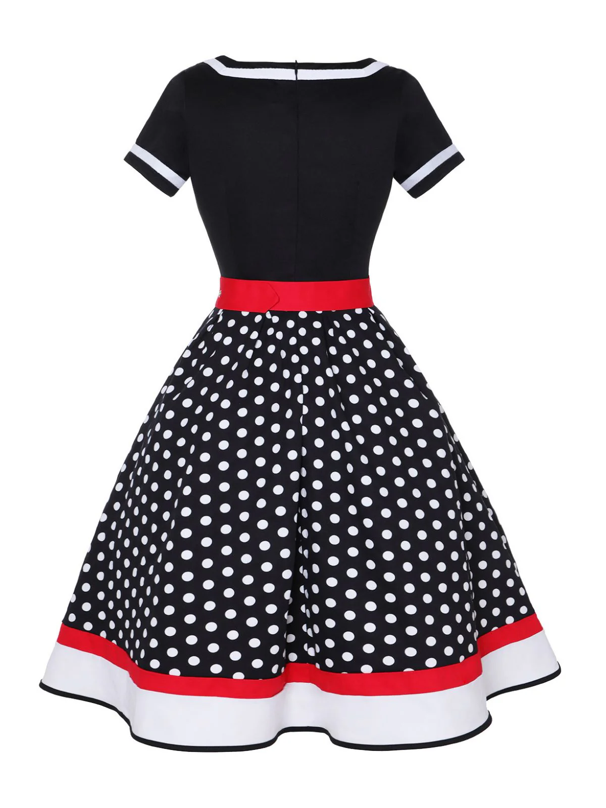 Multicolor 1950er Tupfen Patchwork Gürtelkleid - Image 2