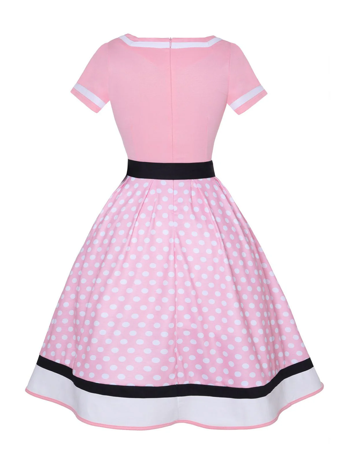 Multicolor 1950er Tupfen Patchwork Gürtelkleid - Image 8