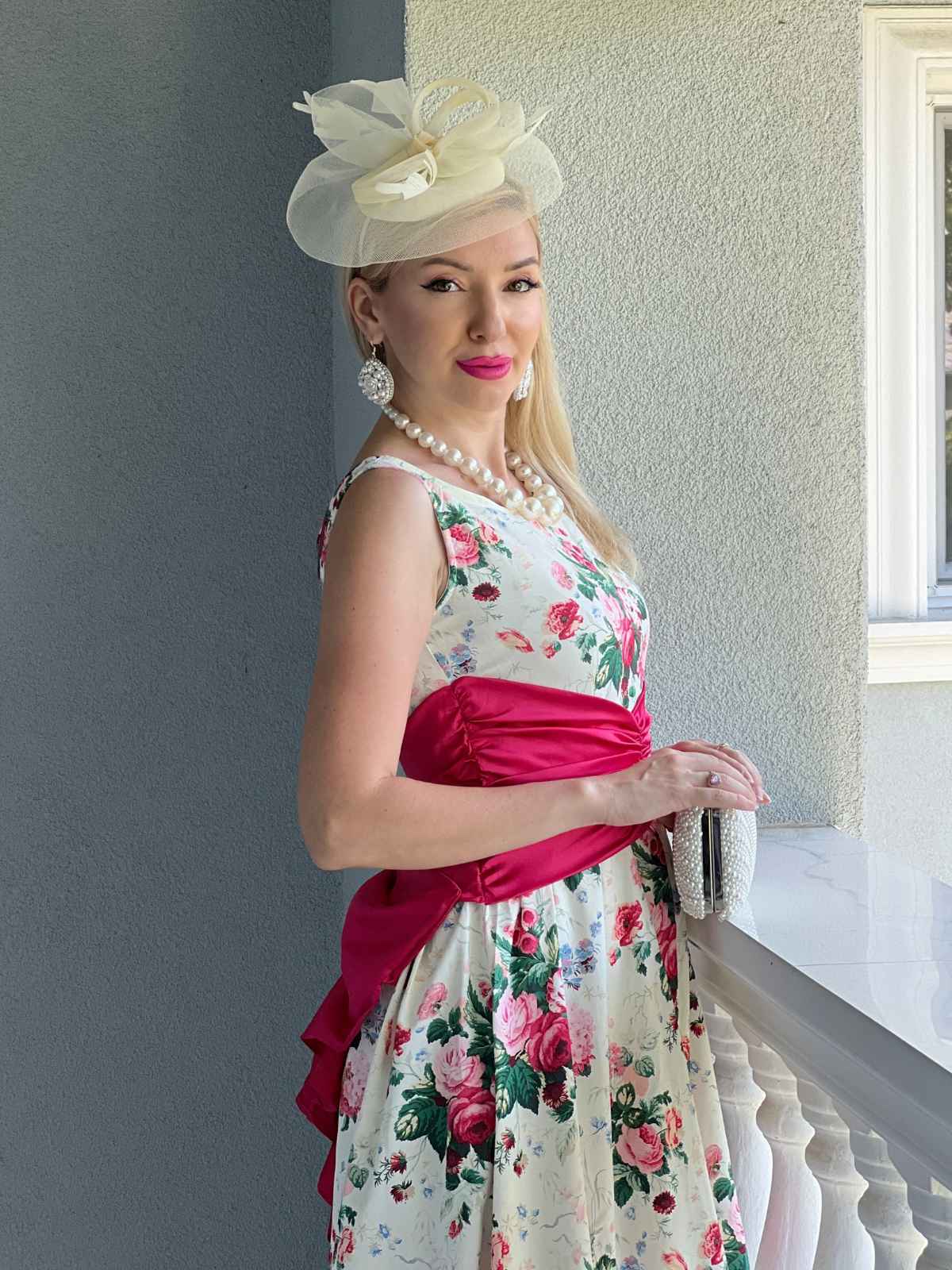 Multicolor 1950er Zurück-Bogen Antike Blumen Kleid - Image 2