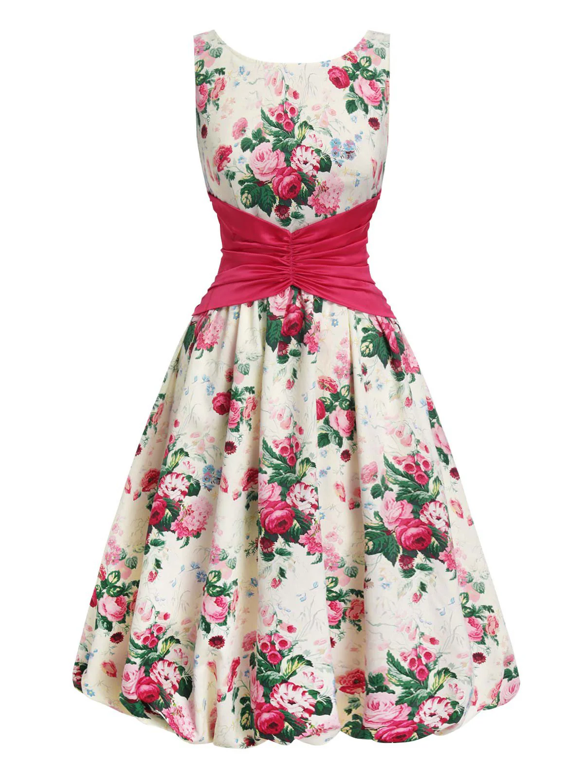 Multicolor 1950er Zurück-Bogen Antike Blumen Kleid - Image 5
