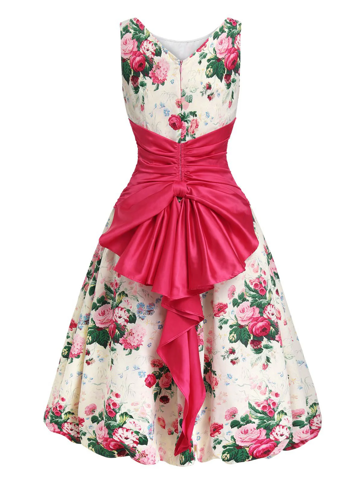 Multicolor 1950er Zurück-Bogen Antike Blumen Kleid - Image 7