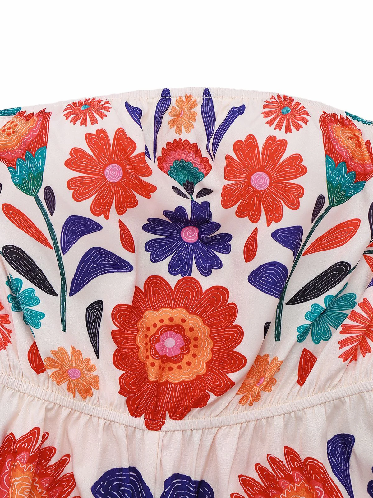 Multicolor 1960er Blumen Bandeau Rückenfrei Romper - Image 3