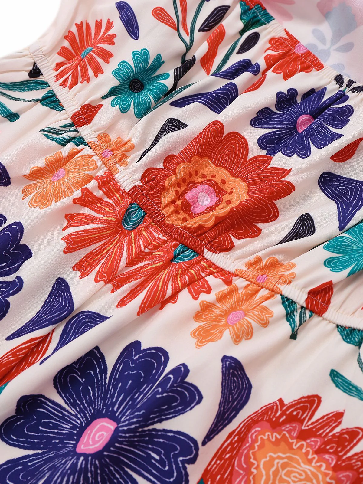Multicolor 1960er Blumen Bandeau Rückenfrei Romper - Image 4