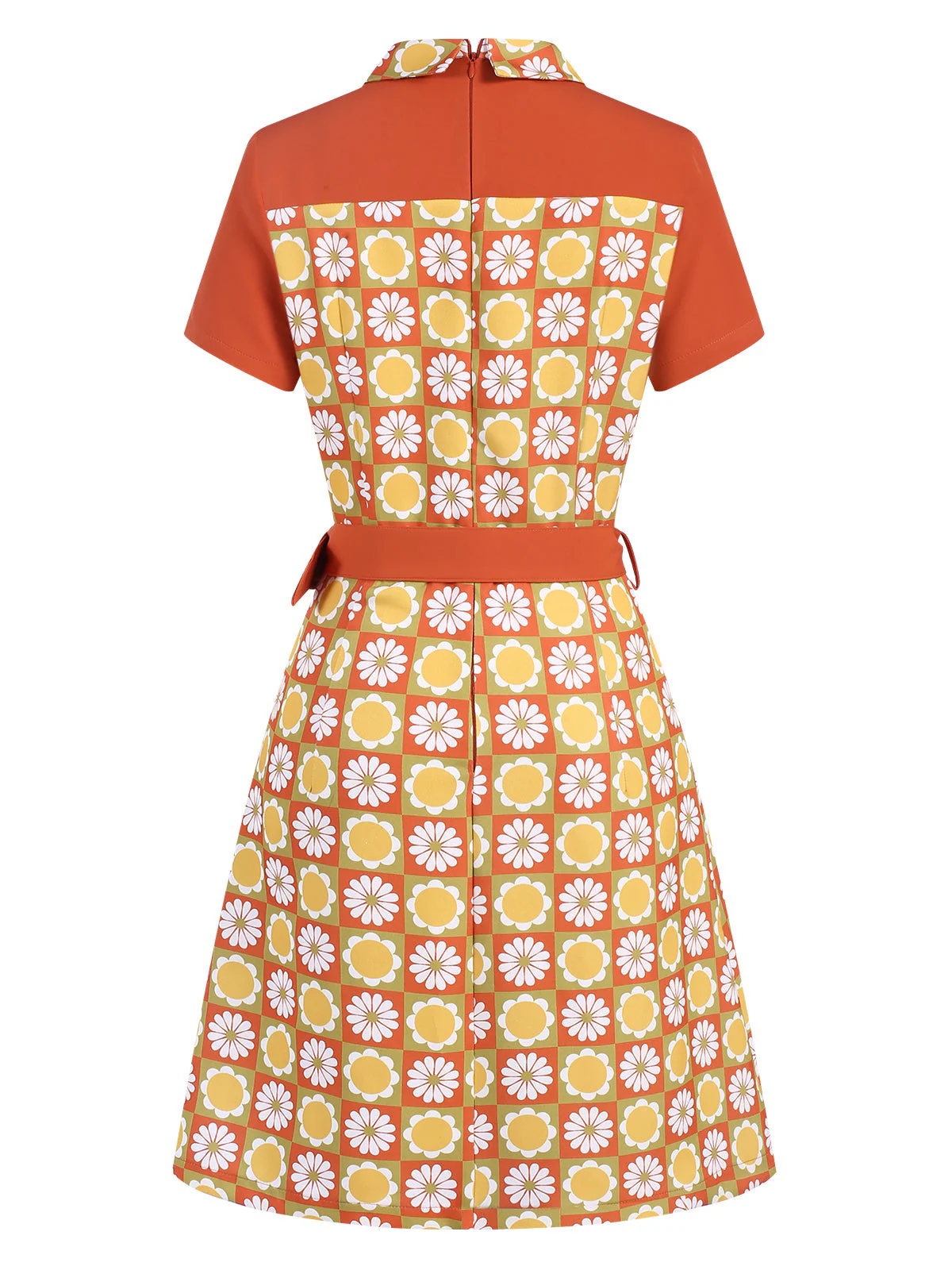 Multicolor 1960er Gänseblümchen Revers Gürtel Kleid - Image 4