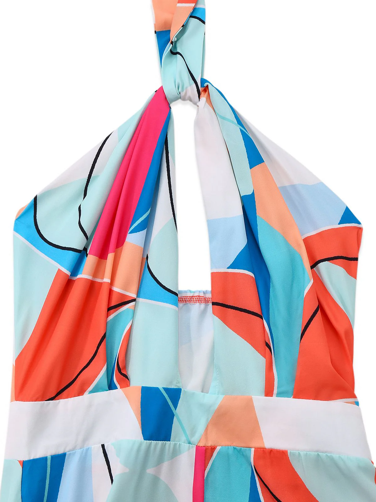 Multicolor 1960er Geometrisch Abstrakt Drucken Halter Jumpsuit - Image 4