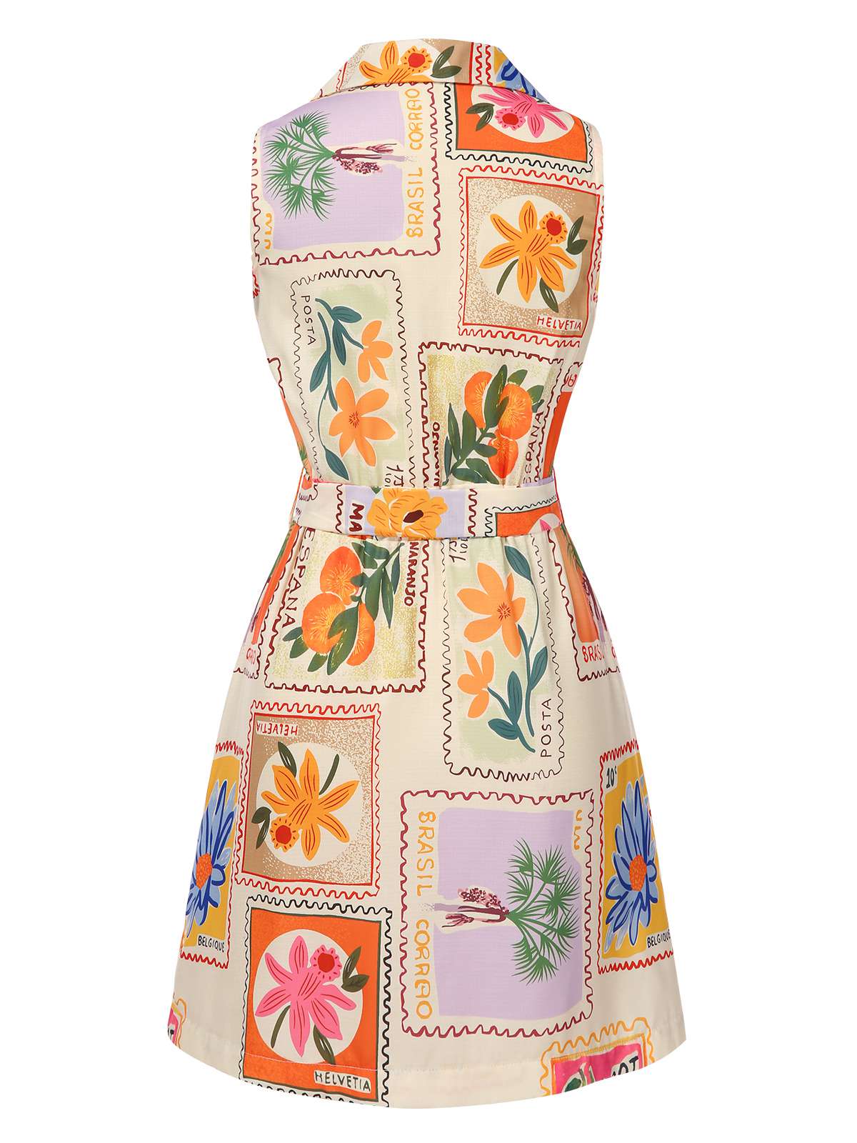 Multicolor 1960er Kerbkragen Blumen Stempel Kleid - Image 2