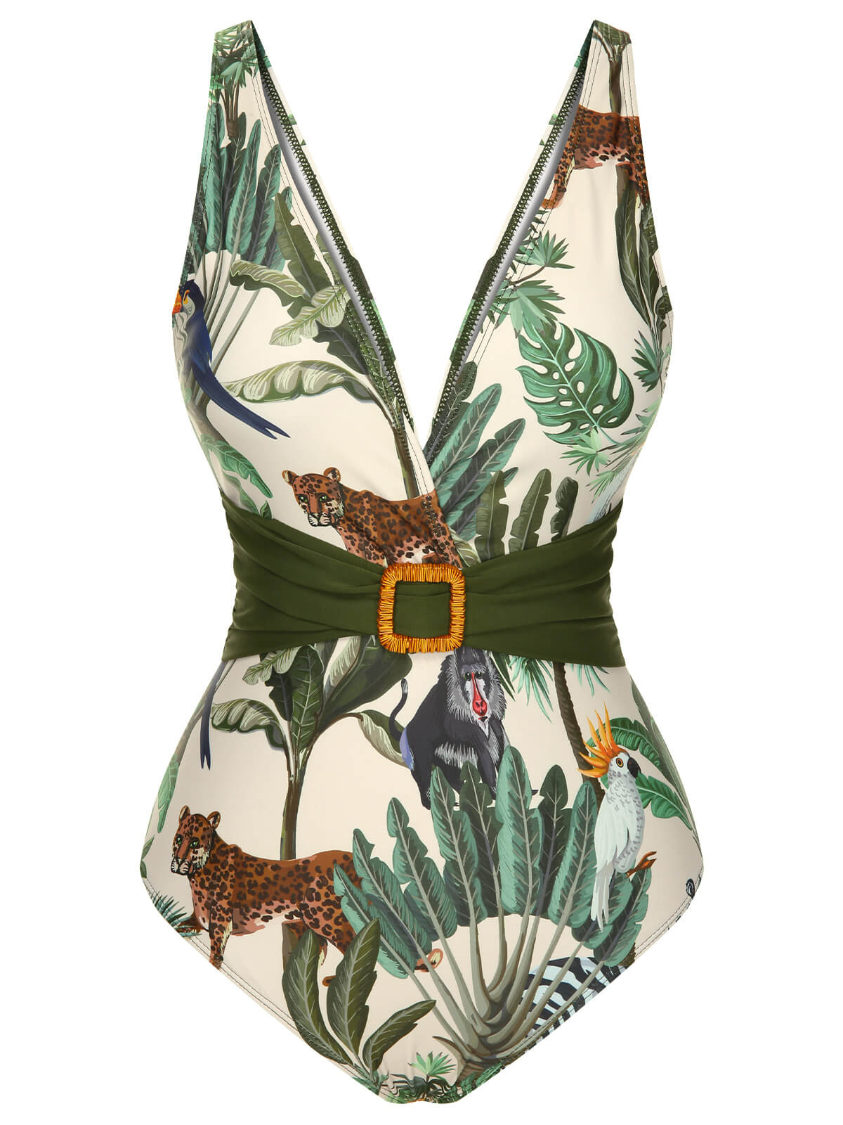 Multicolor 1960er Palm Leaf Badeanzug & Cover-Up - Image 8