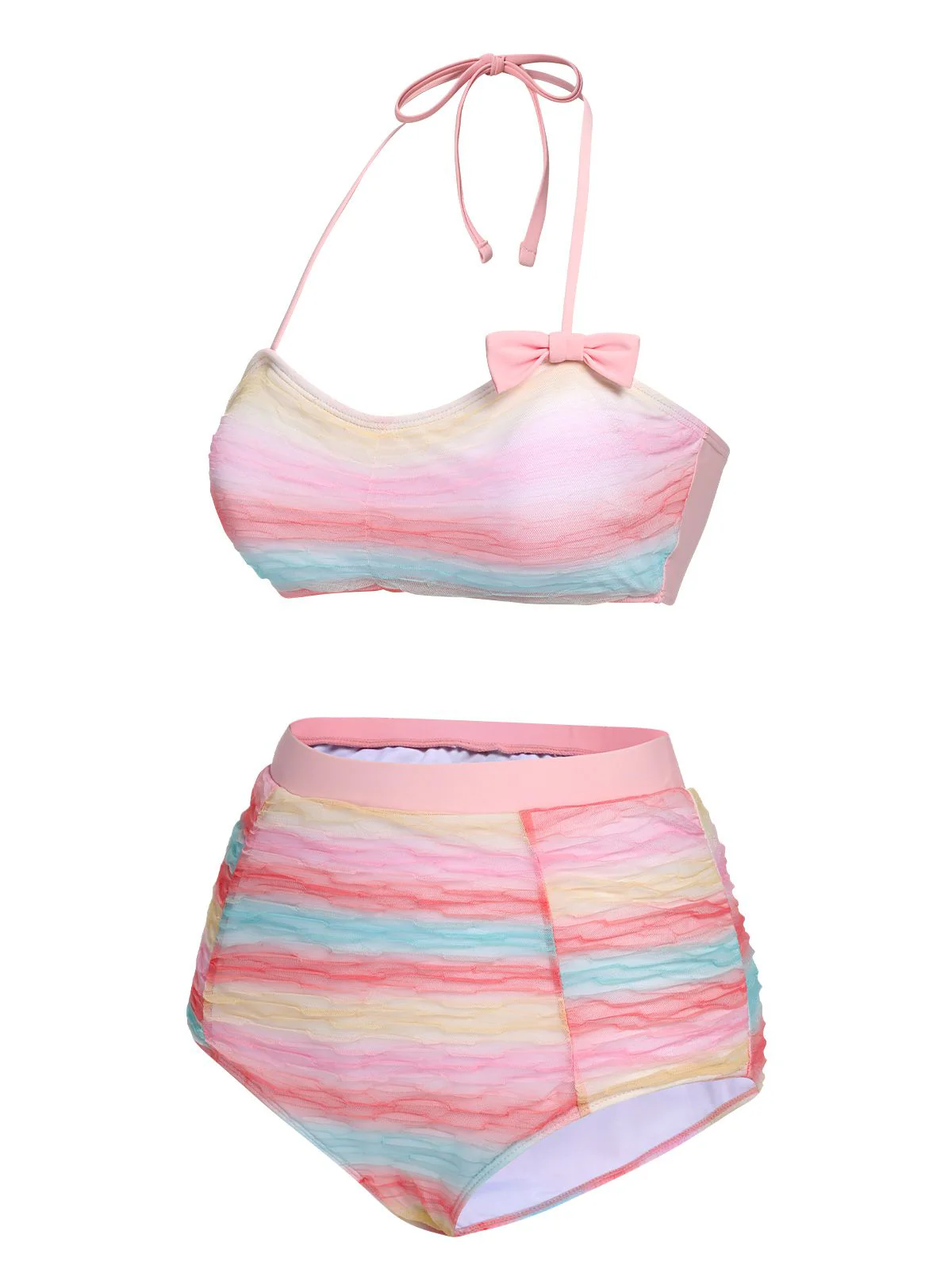 Multicolor 1960er Regenbogen Masche Badeanzug - Image 3