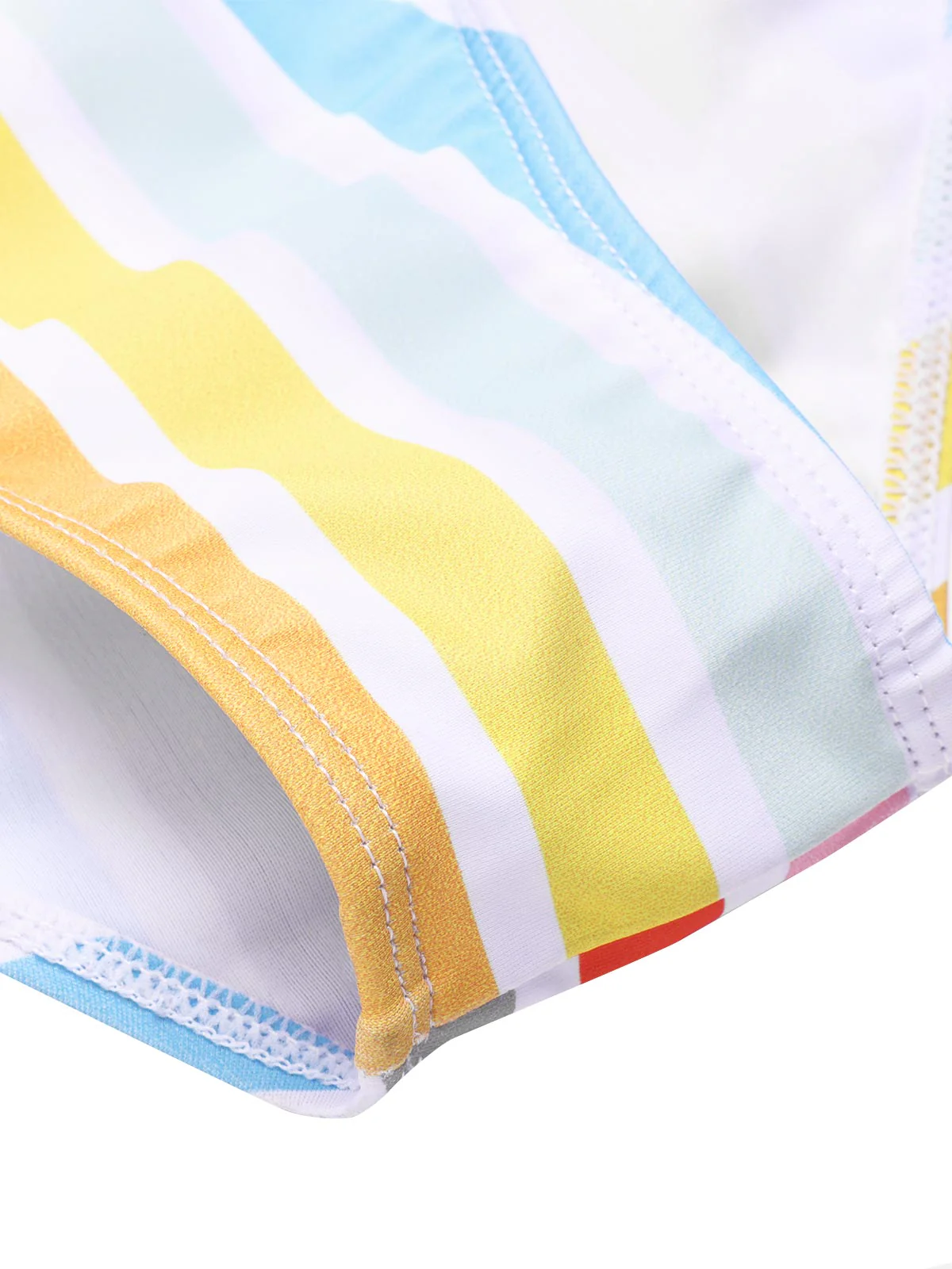 Multicolor 1960er Regenbogen Streifen Halter Badeanzug - Image 5