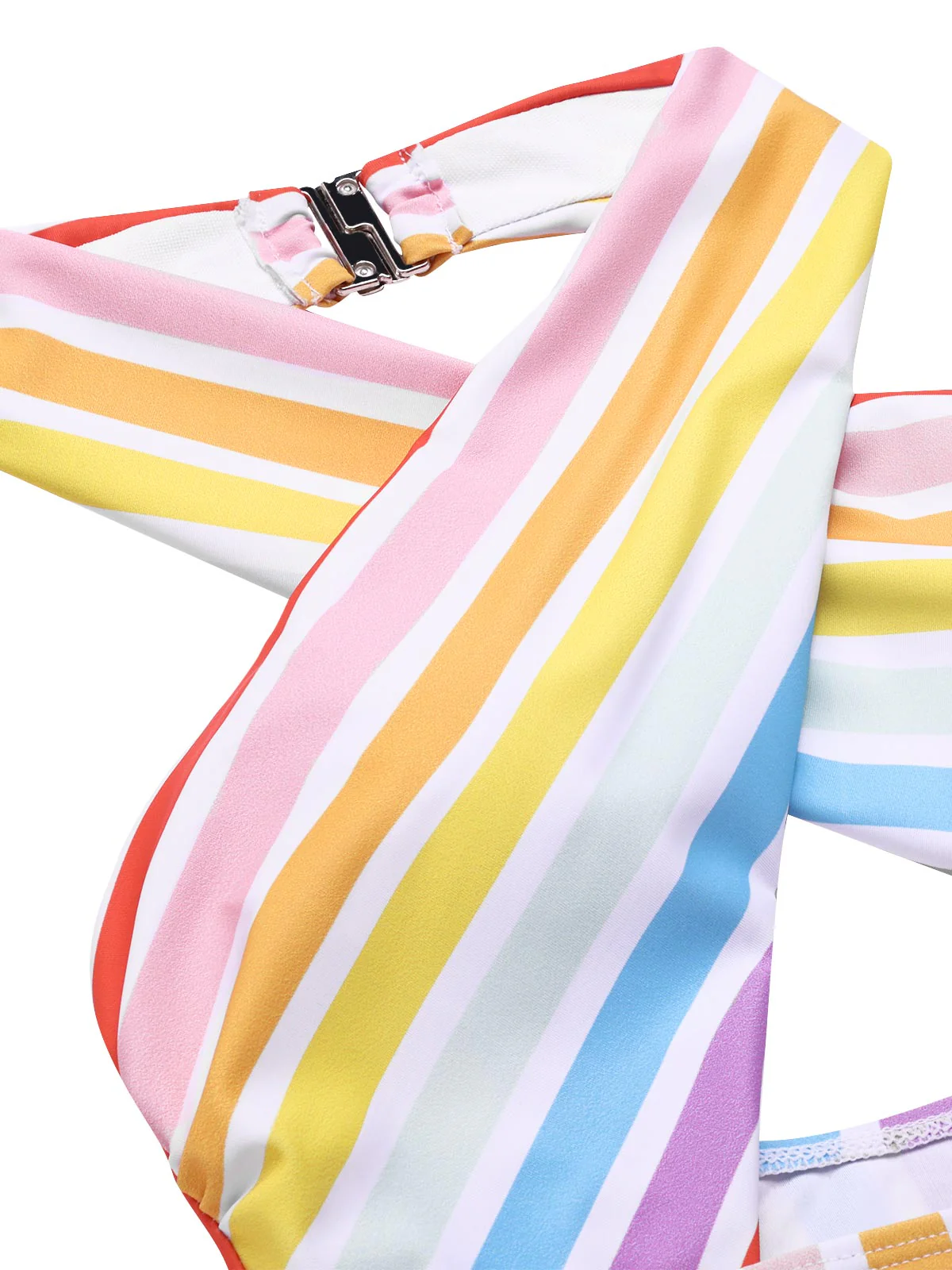 Multicolor 1960er Regenbogen Streifen Halter Badeanzug - Image 6
