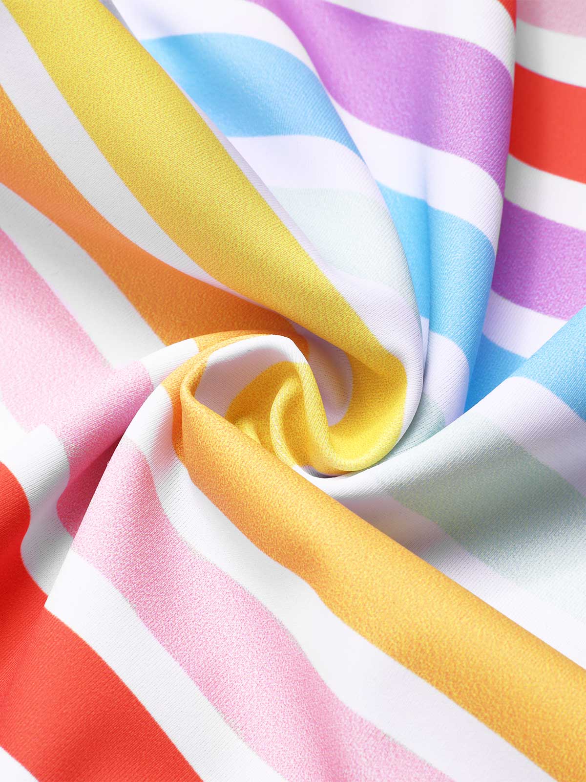 Multicolor 1960er Regenbogen Streifen Halter Badeanzug - Image 7