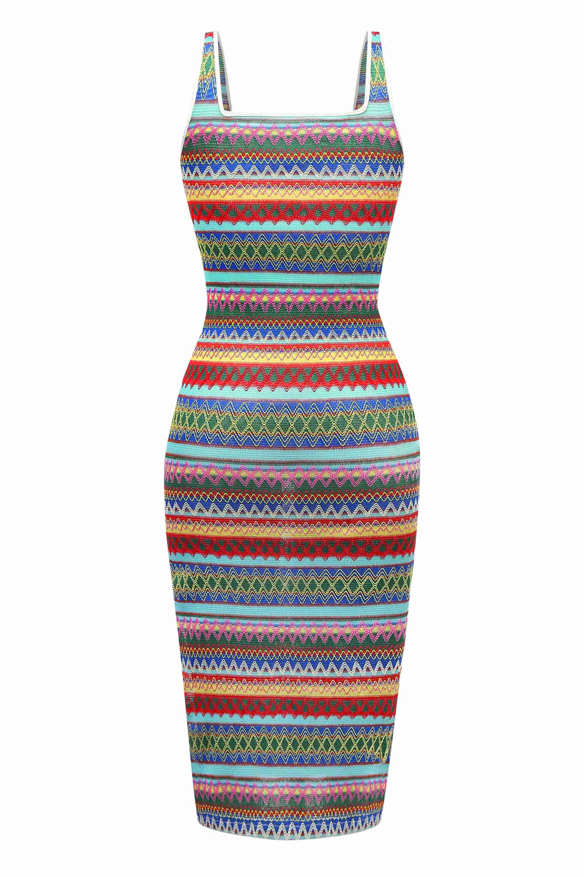 Multicolor 1960er Spaghetti Träger Seitenschlitz Bleistift Kleid - Image 2