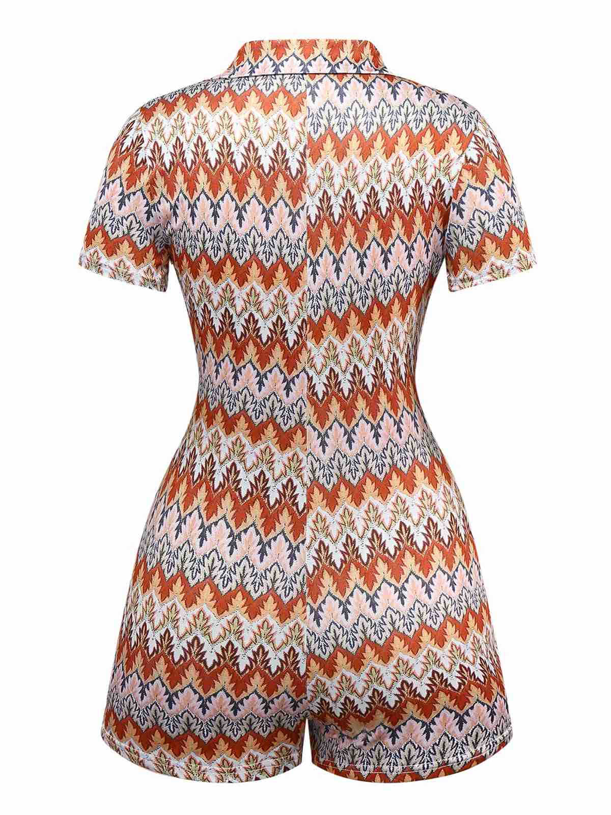Multicolor 1970er Boho Bäume Revers Romper - Image 2