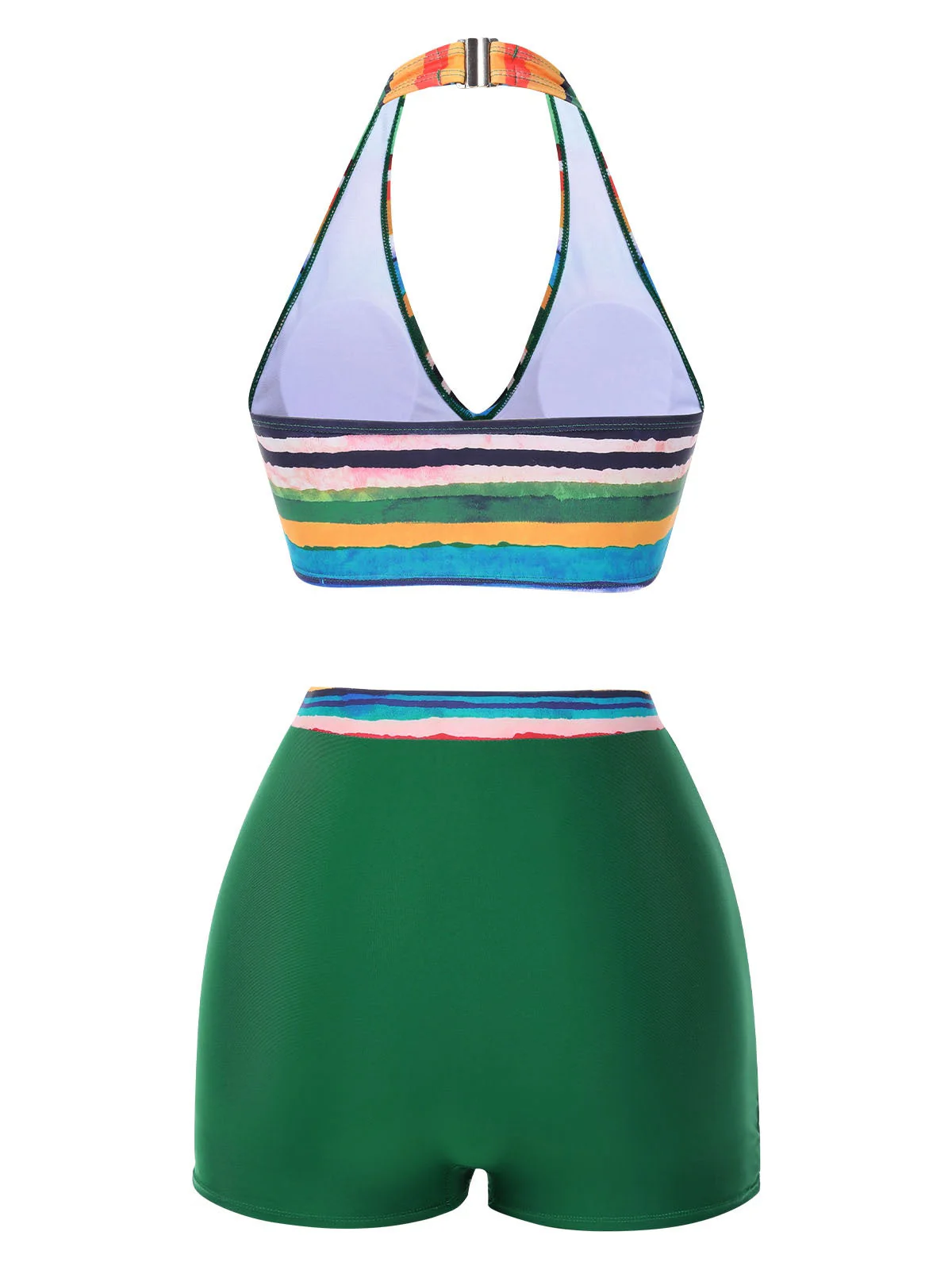 Multicolor 1970er Boho Streifen Badeanzug & Cover-Up - Image 7