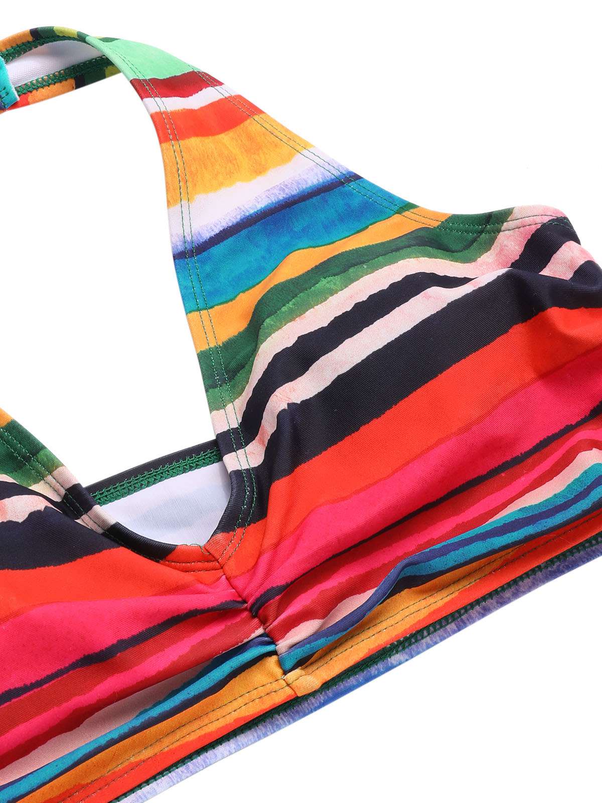 Multicolor 1970er Boho Streifen Badeanzug & Cover-Up - Image 9