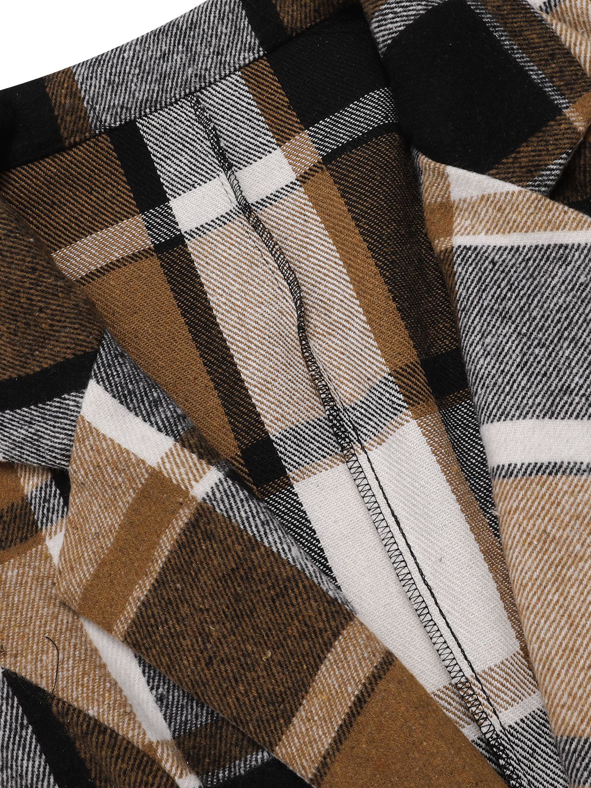 Multicolor 1970er Revers Plaid Ärmellos Mantel - Image 4