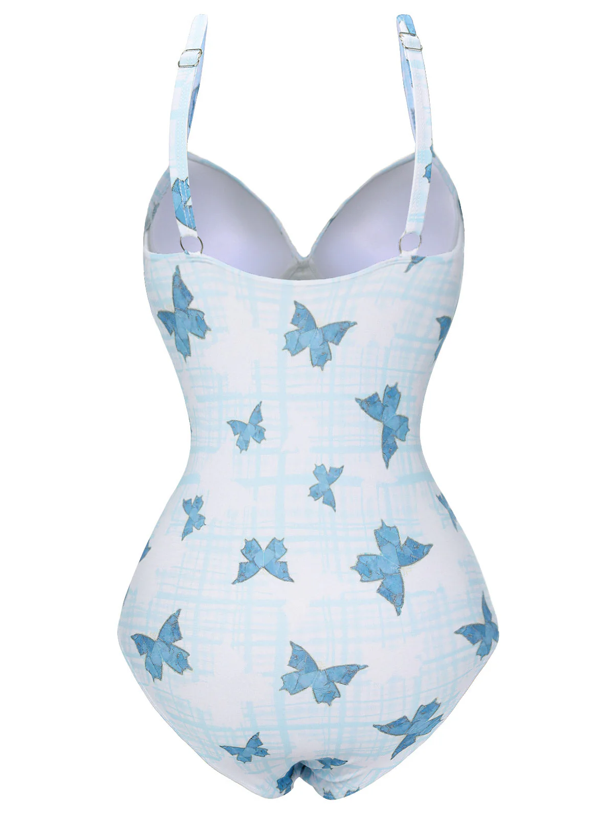 Multicolor 1970er Schmetterling Bogen Gurt Badeanzug - Image 4