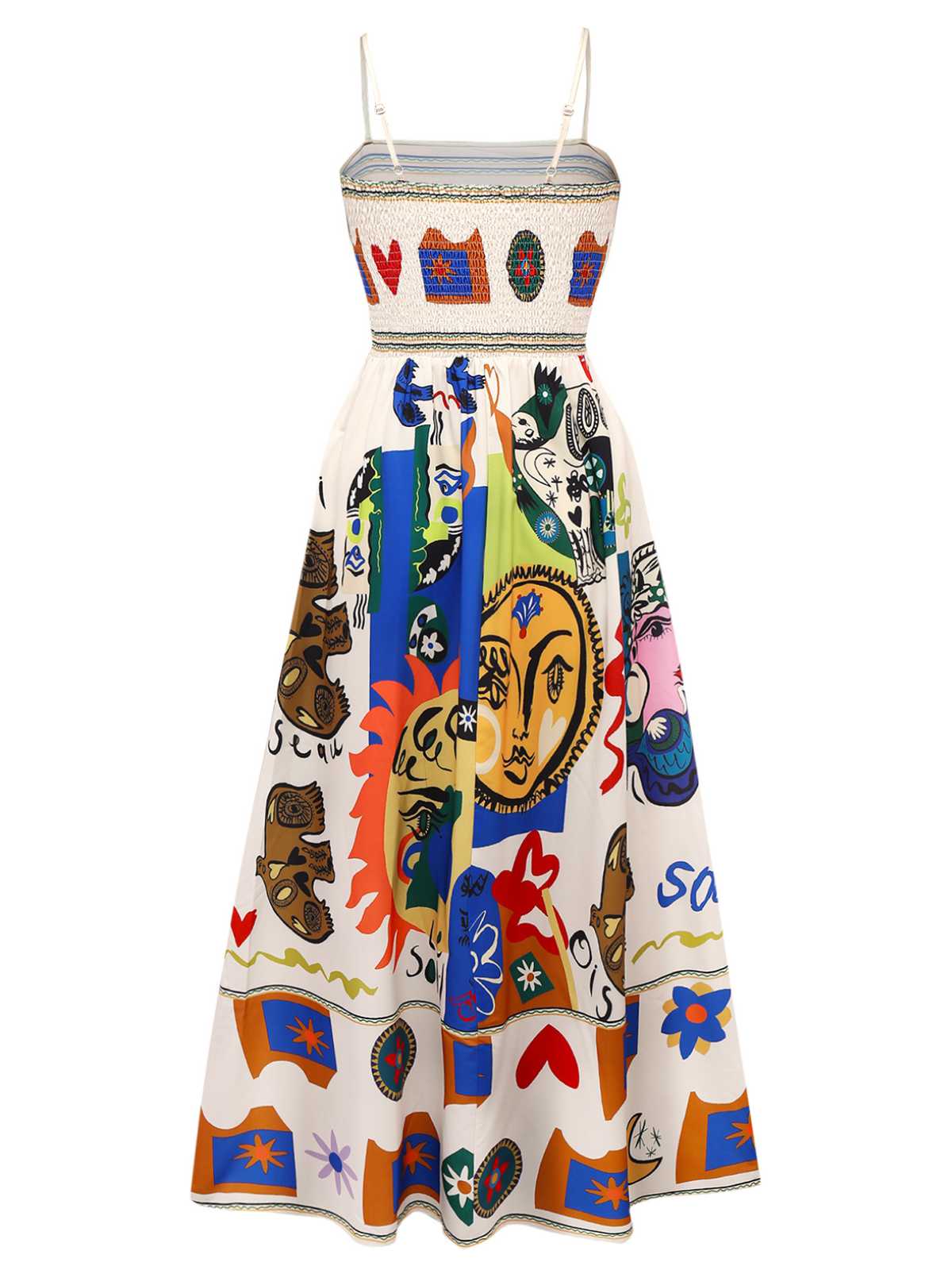 Multicolor 1970er Spaghetti Träger Graffiti Kleid - Image 2