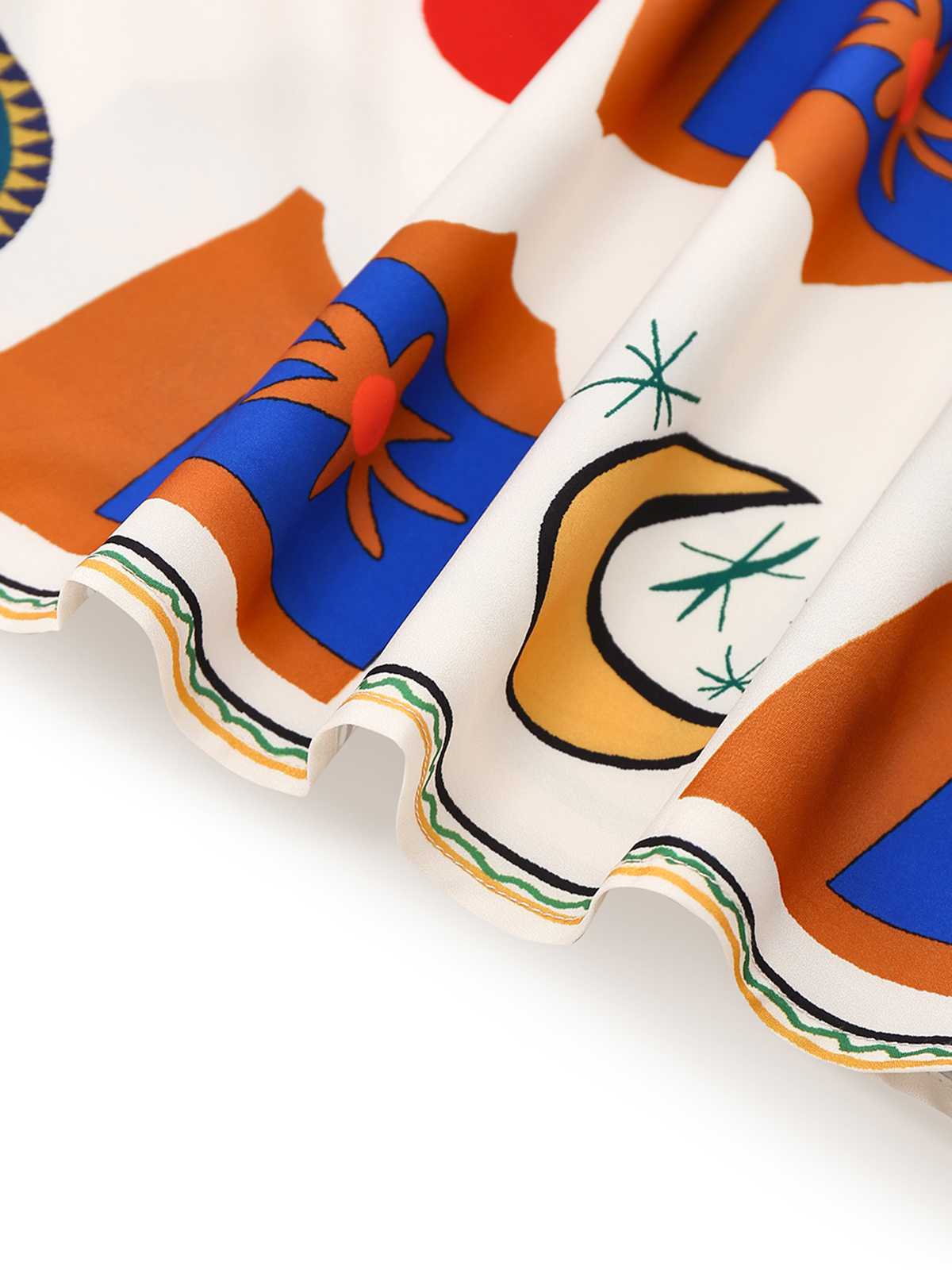 Multicolor 1970er Spaghetti Träger Graffiti Kleid - Image 3