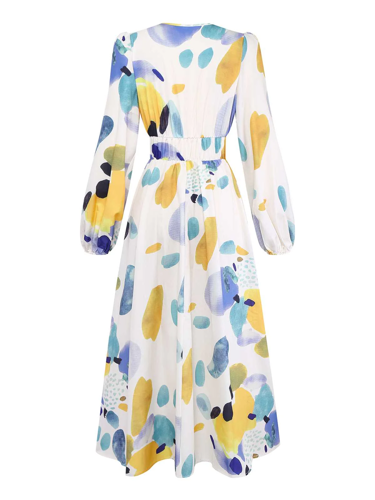 Multicolor 1970er V-Ausschnitt Boho Langarm Maxi Kleid - Image 2