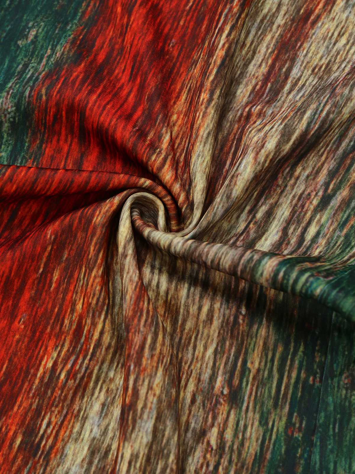 Multicolor 1970er V-Ausschnitt Gürtel Jumpsuit - Image 5