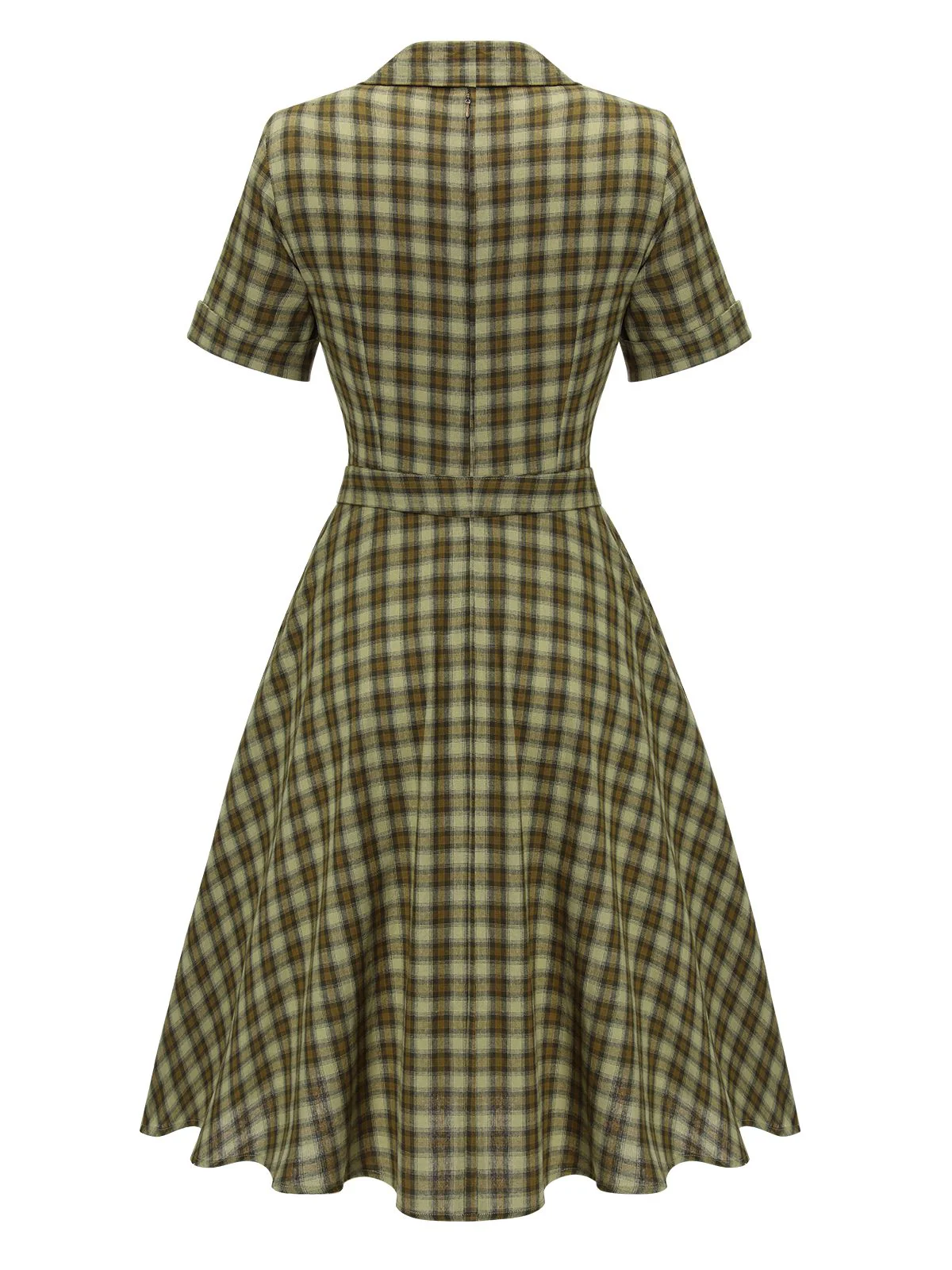 GRÜN 1950ER PLAID KURAZARM SWING KLEID - Image 10