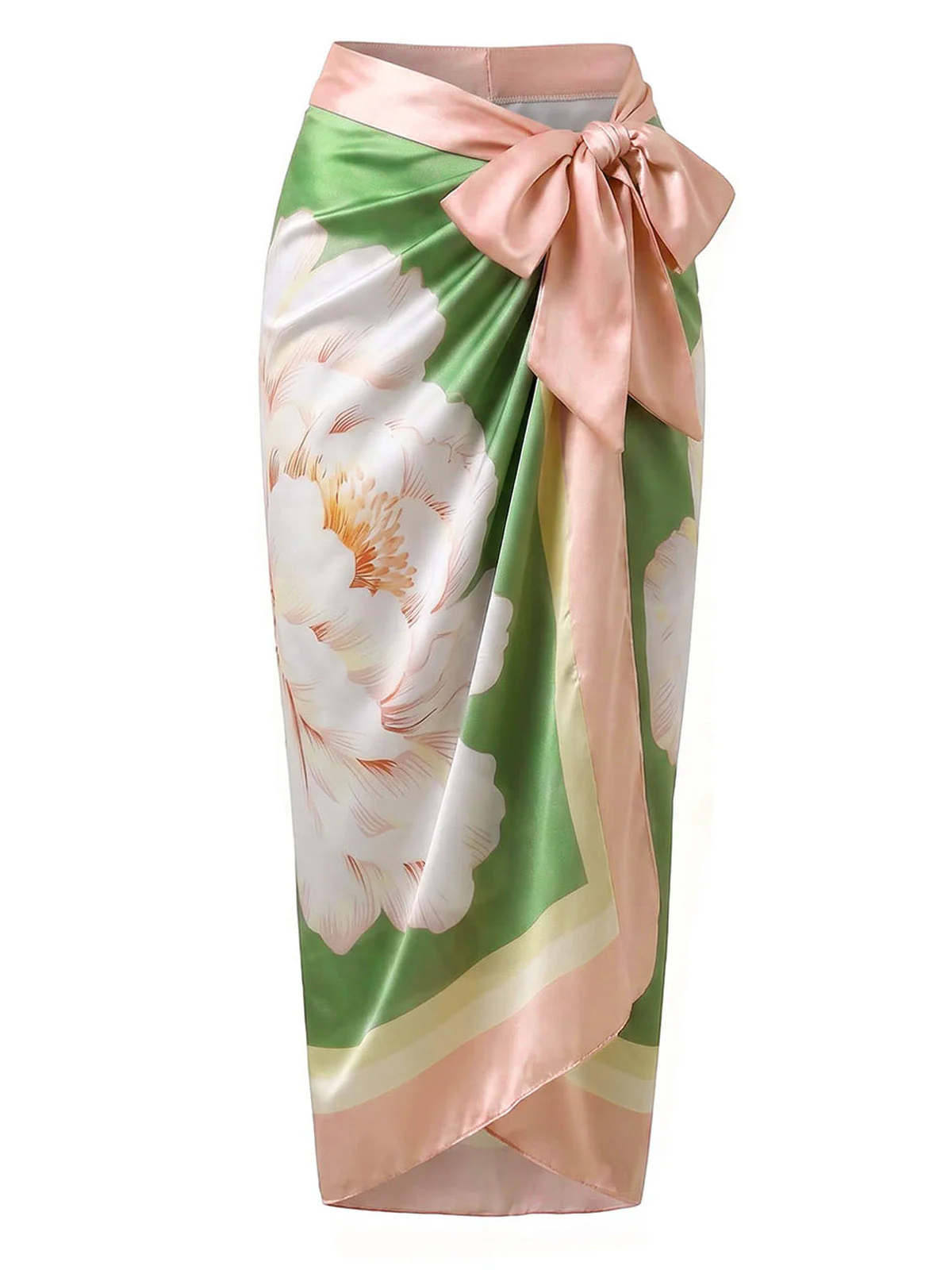 [Vorverkauf] Ombre 70er trägerloser Badeanzug & Cover-Up mit Blumen und Cut-out - Image 3