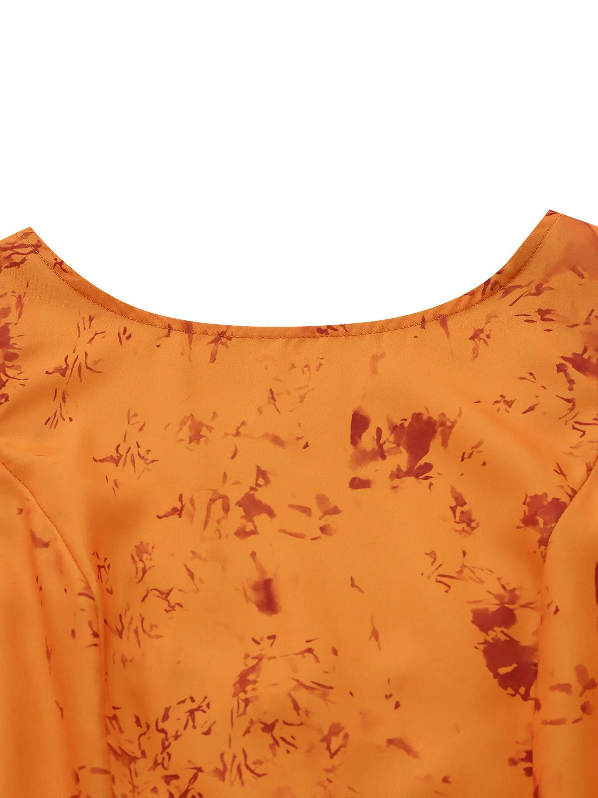 Orange 1930er Baumwolle Ärmellos Bedruckt Tailliert Kleid - Image 4