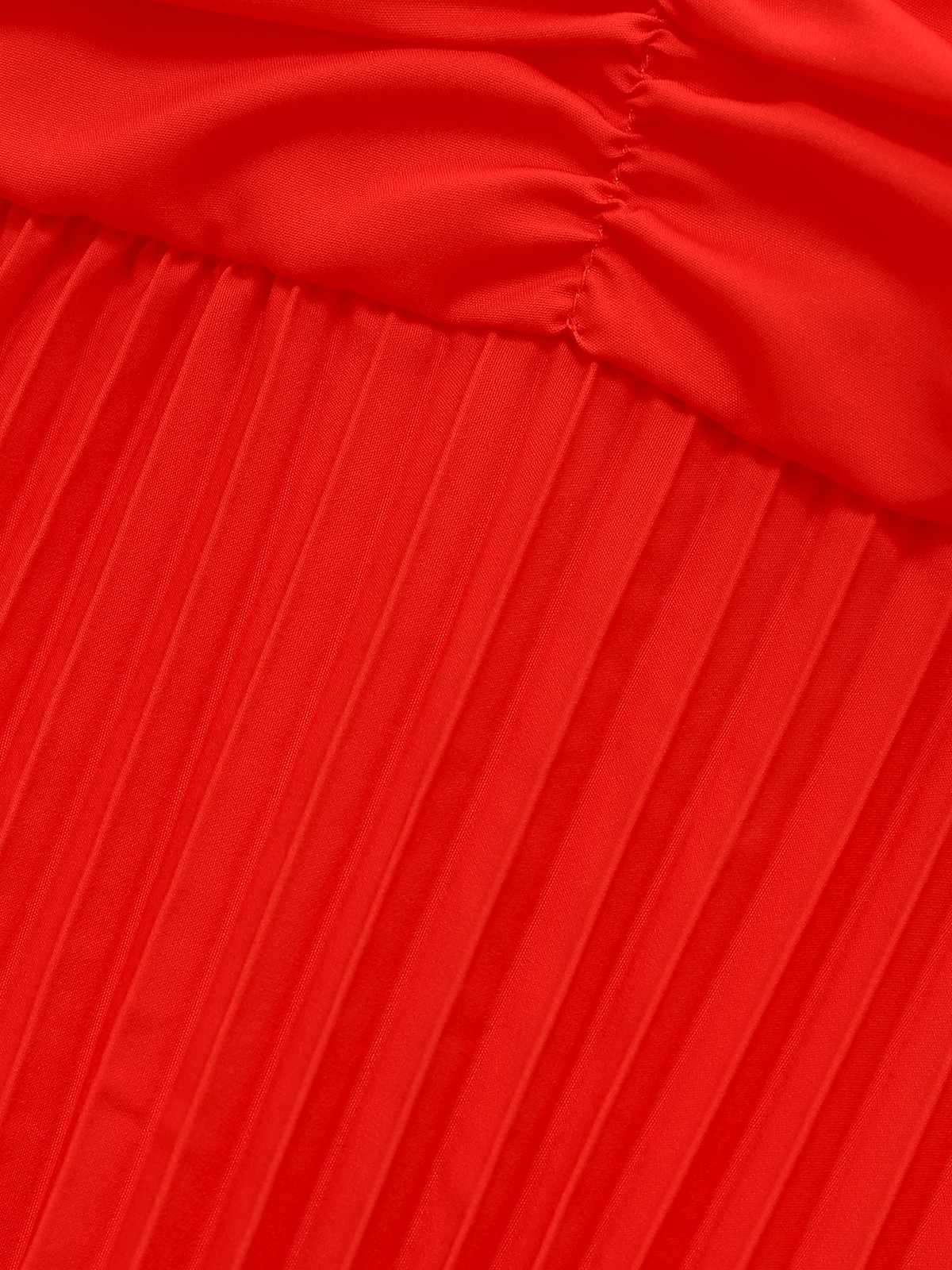 Orange 1930er Hosenträger V-Ausschnitt Gradient Plissiertes Maxi Kleid - Image 4