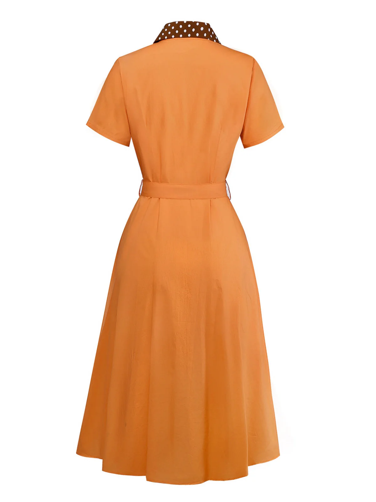 Orange 1940er Baumwolle Polka Dot Revers Bogen Kleid - Image 6