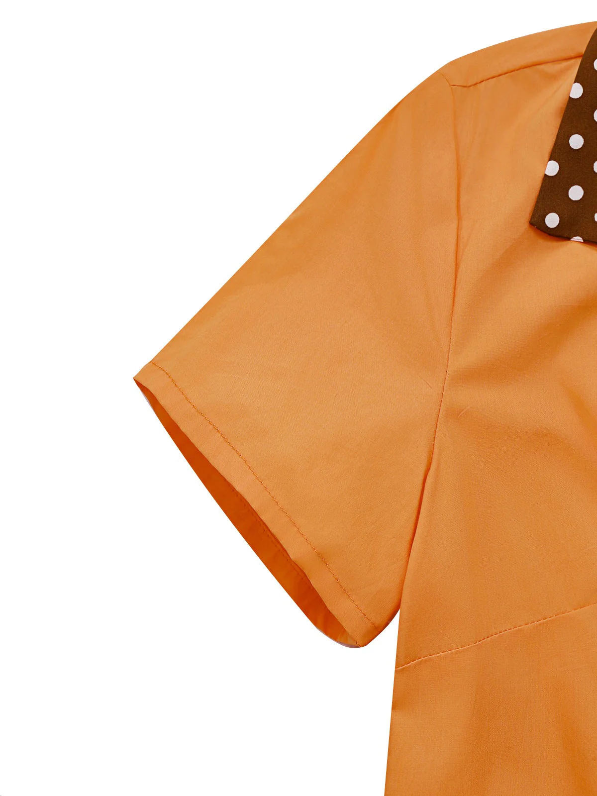 Orange 1940er Baumwolle Polka Dot Revers Bogen Kleid - Image 8