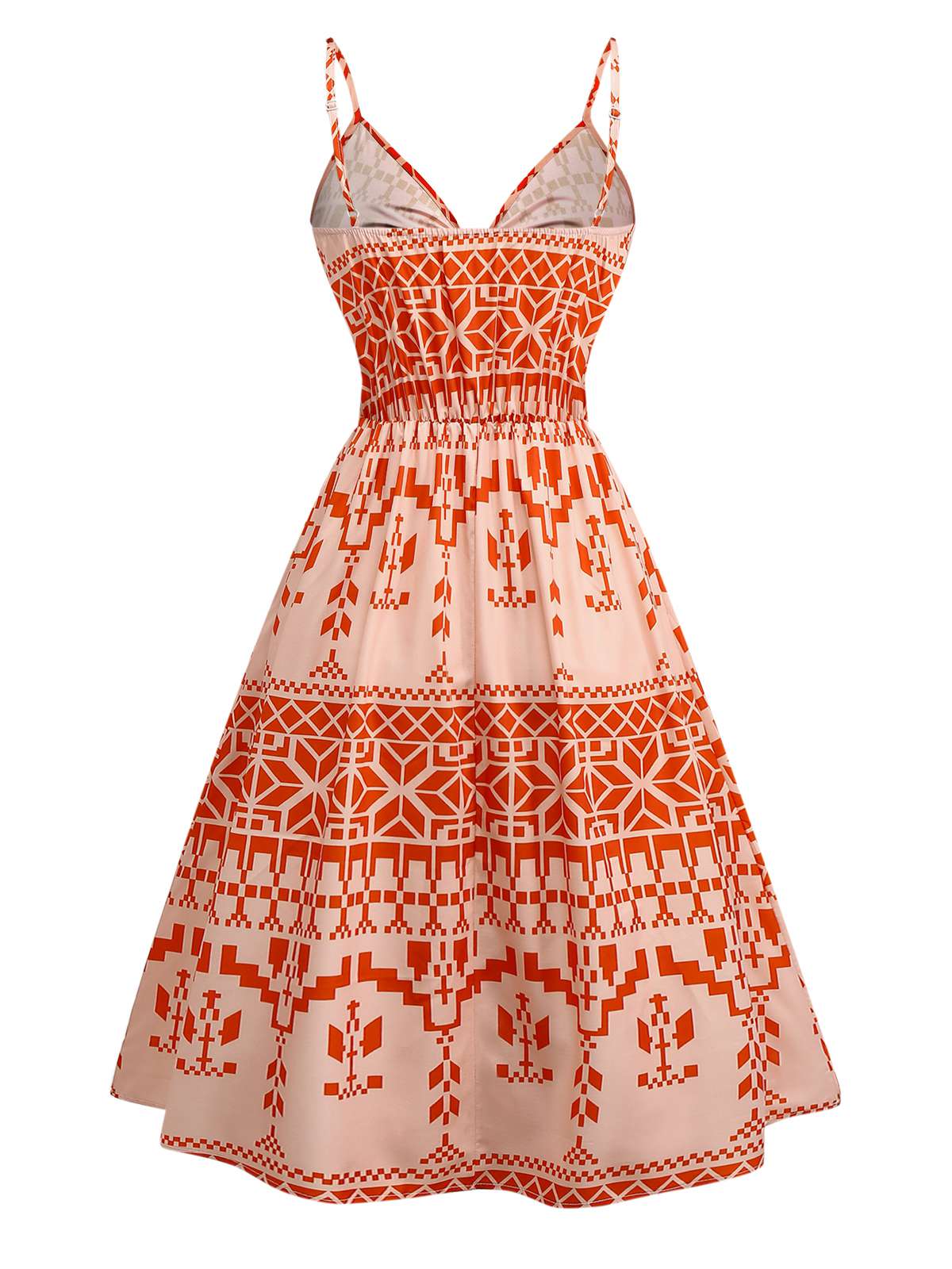 Orange 1940er Blumen Schnürung Hohl Kleid - Image 2