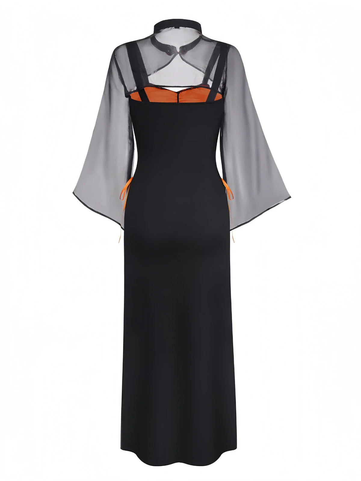 Orange 1940er Blumen Spitze Kleid mit Cape & Hut - Image 2