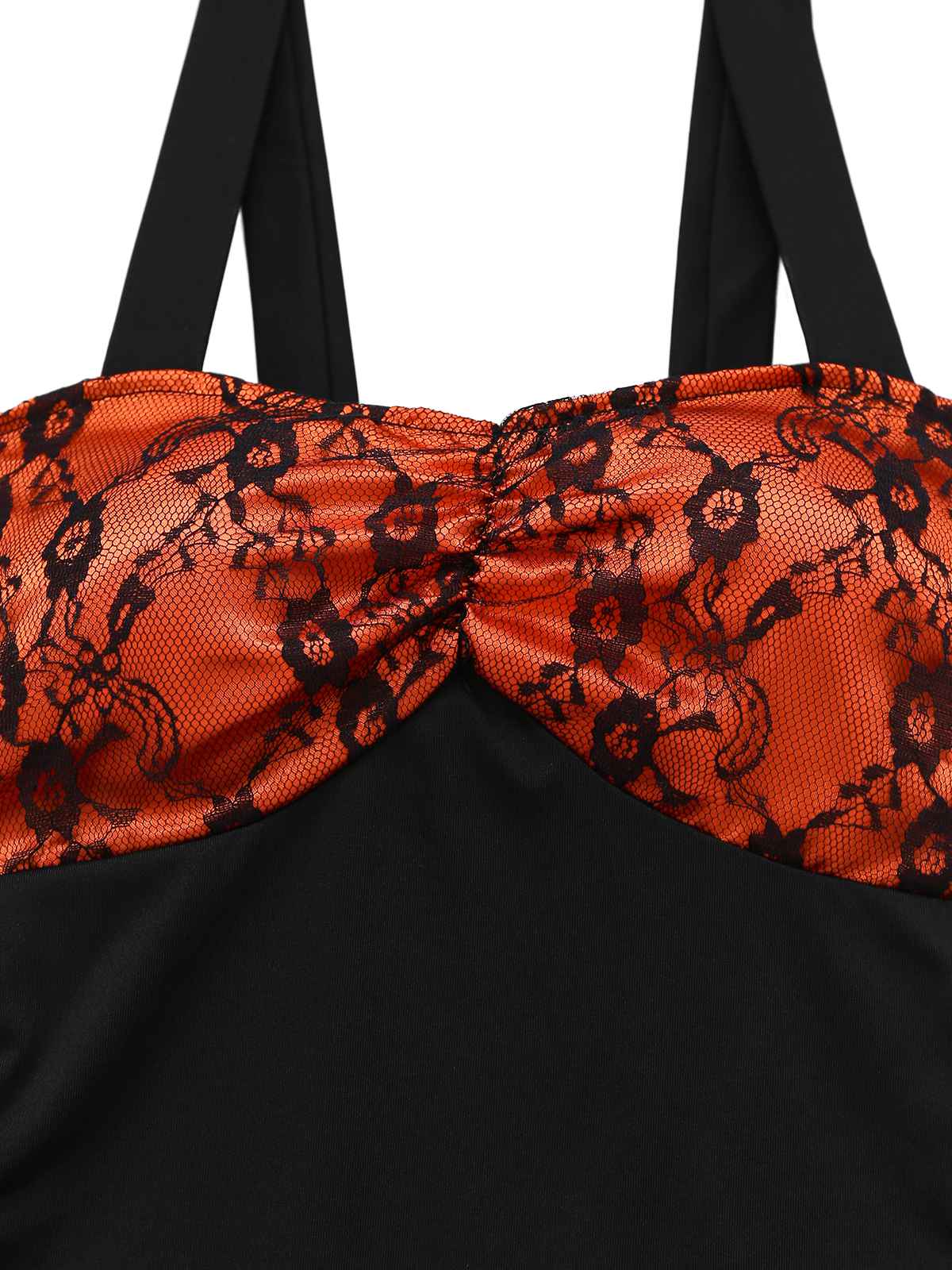 Orange 1940er Blumen Spitze Kleid mit Cape & Hut - Image 6