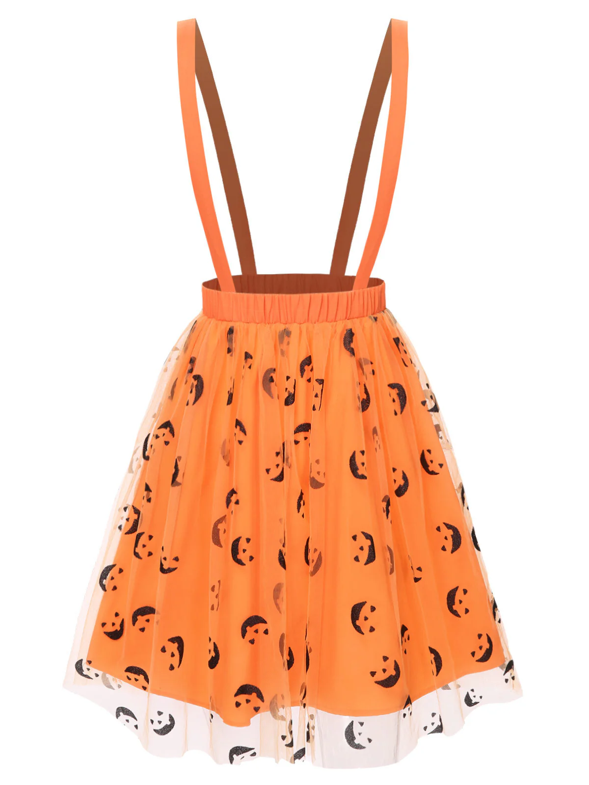 Orange 1940er Halloween Smiley Gesicht Masche Straps Rock - Image 2
