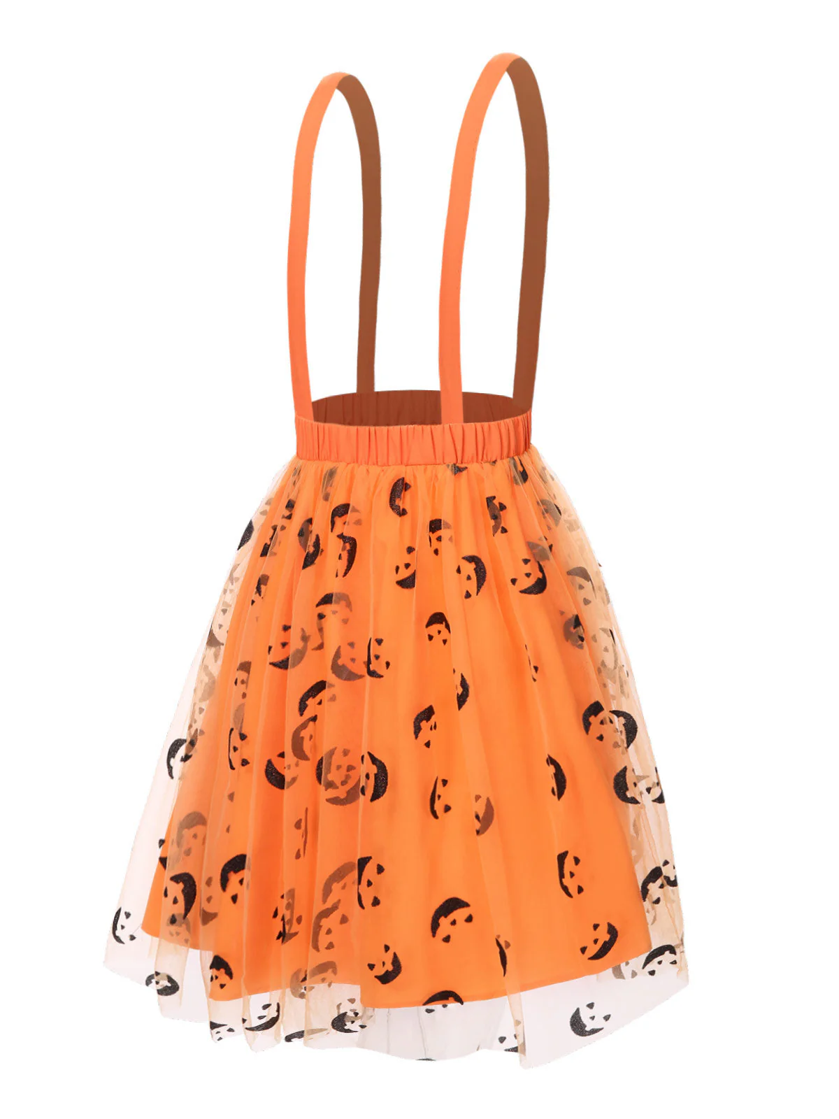 Orange 1940er Halloween Smiley Gesicht Masche Straps Rock - Image 3