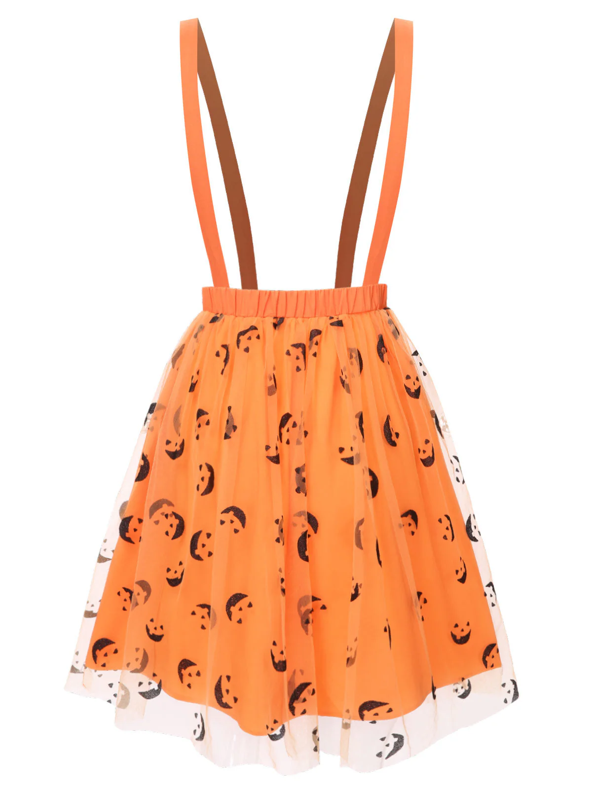 Orange 1940er Halloween Smiley Gesicht Masche Straps Rock - Image 4