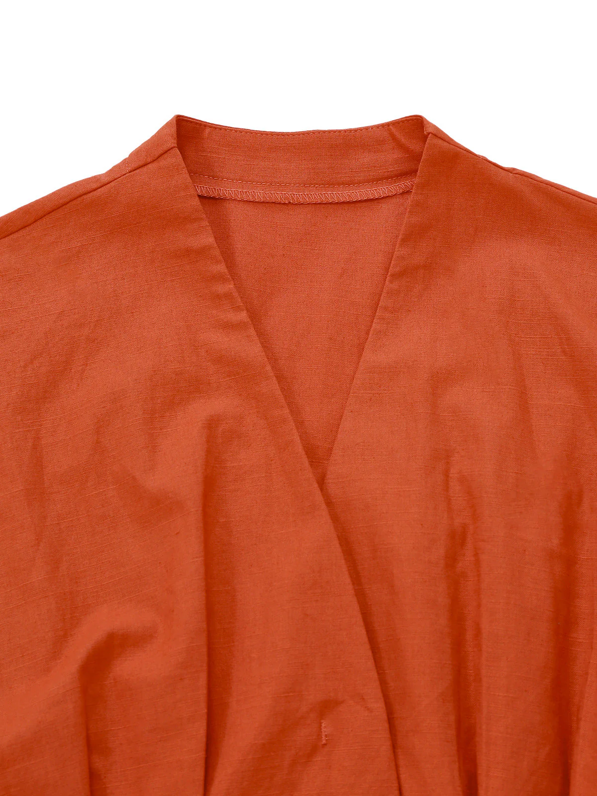 Orange 1940er Solide V-Ausschnitt Brosche Knopf Kleid - Image 4