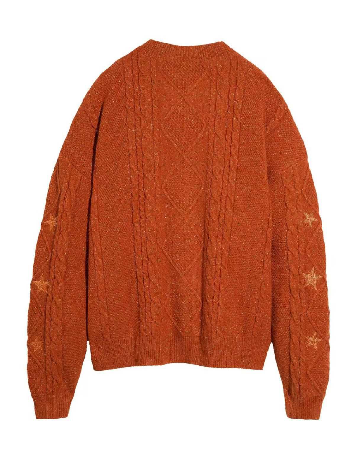 Orange 1940er V-Ausschnitt Stern Bestickt Cardigan - Image 6