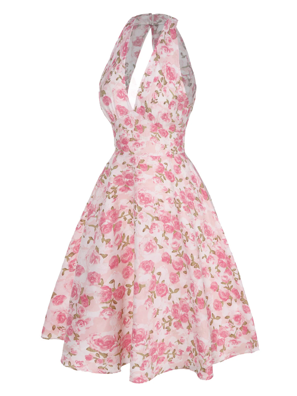 Orange 1950er Blumen V-Ausschnitt Kleid - Image 7