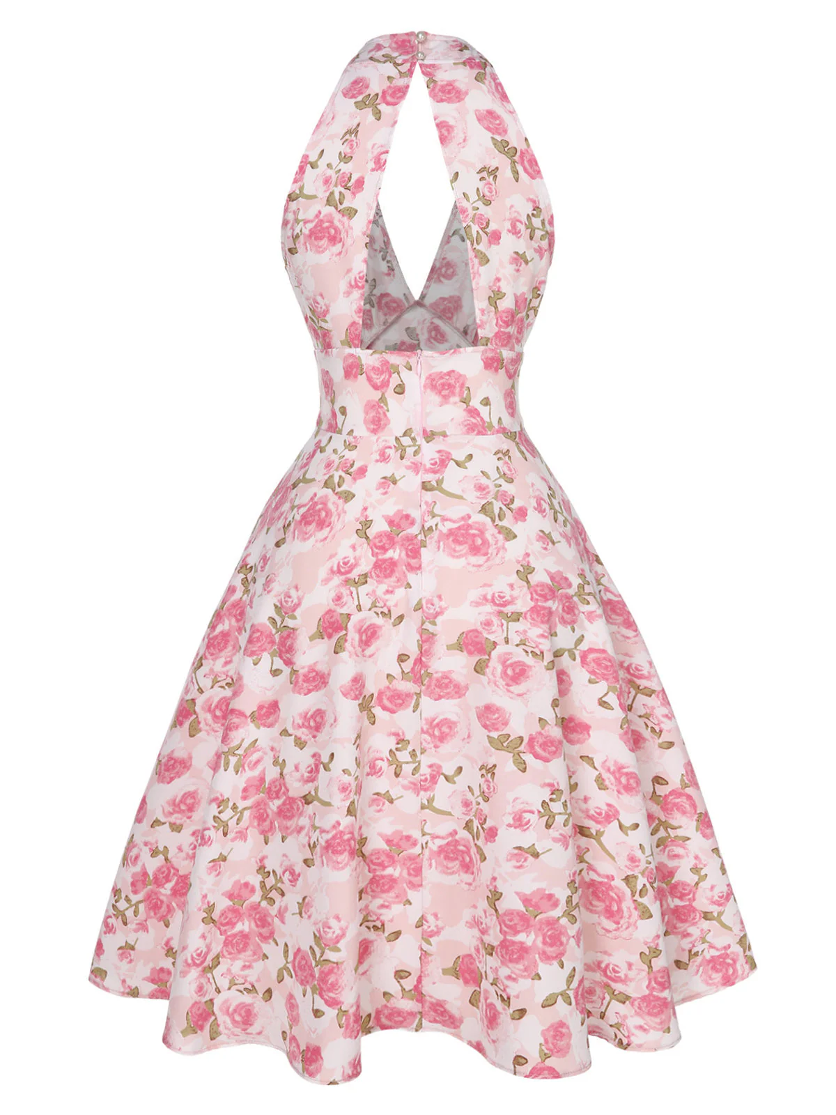 Orange 1950er Blumen V-Ausschnitt Kleid - Image 8