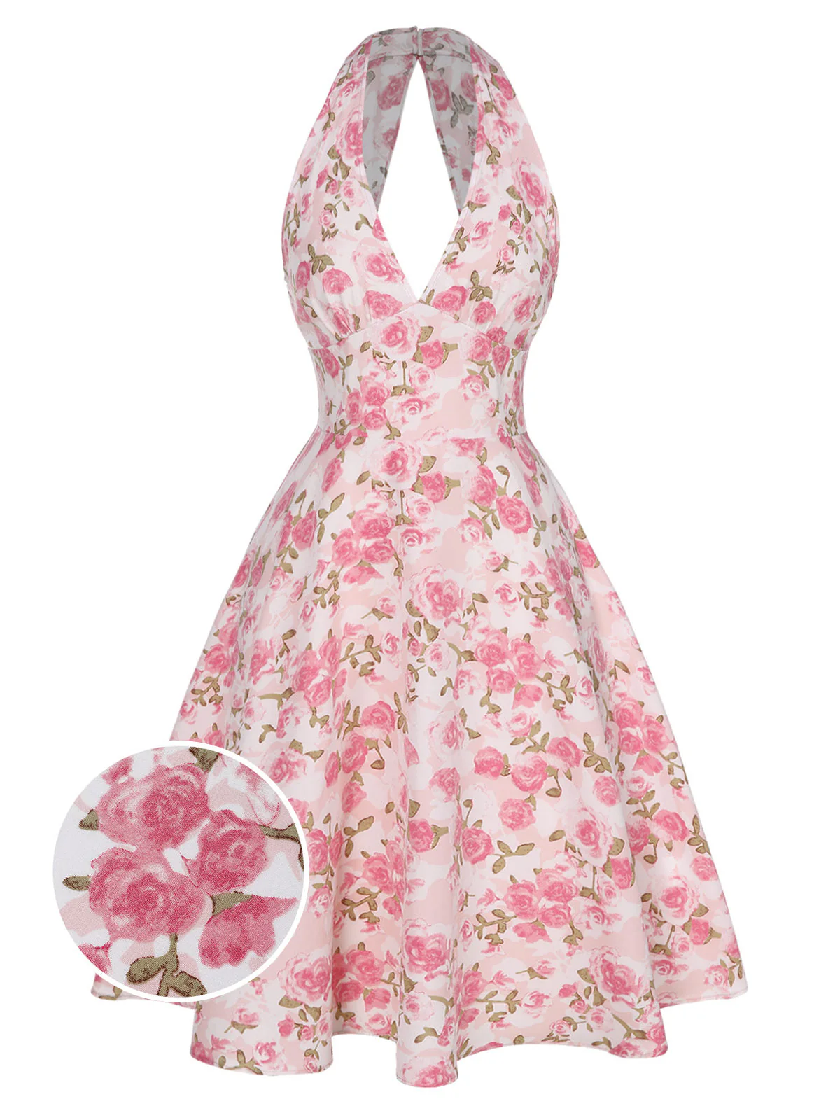 Orange 1950er Blumen V-Ausschnitt Kleid - Image 5
