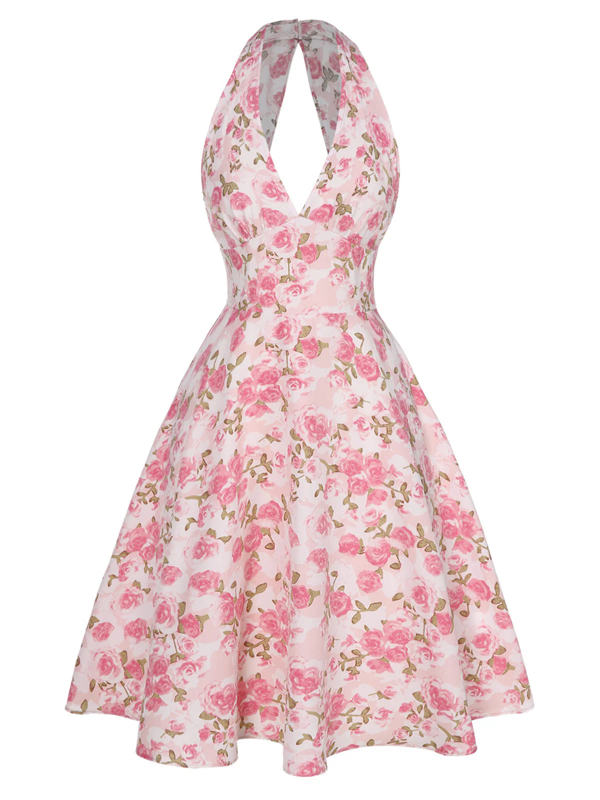 Orange 1950er Blumen V-Ausschnitt Kleid - Image 6