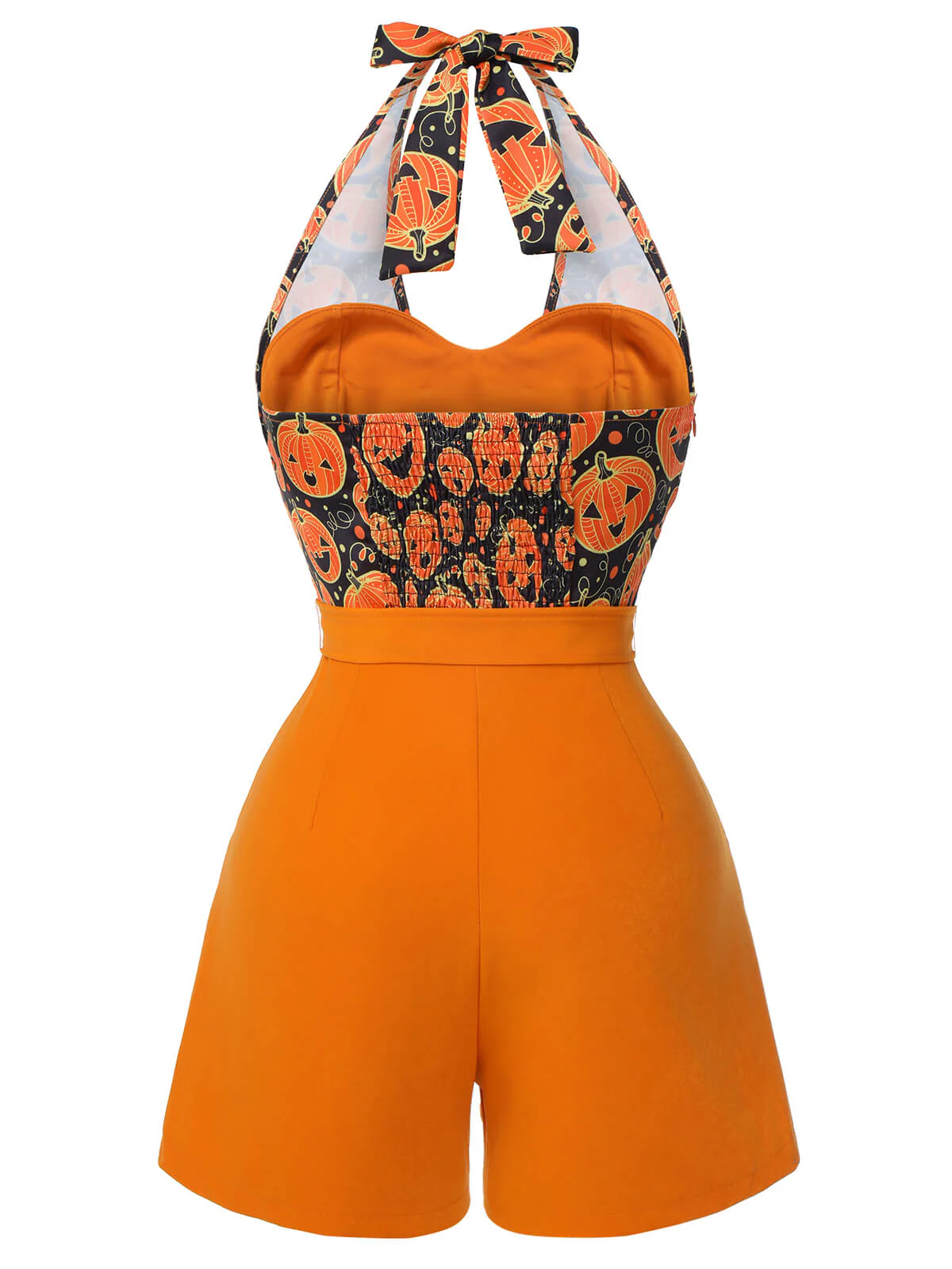 Orange 1950er Halloween Kürbis Halter Romper - Image 4