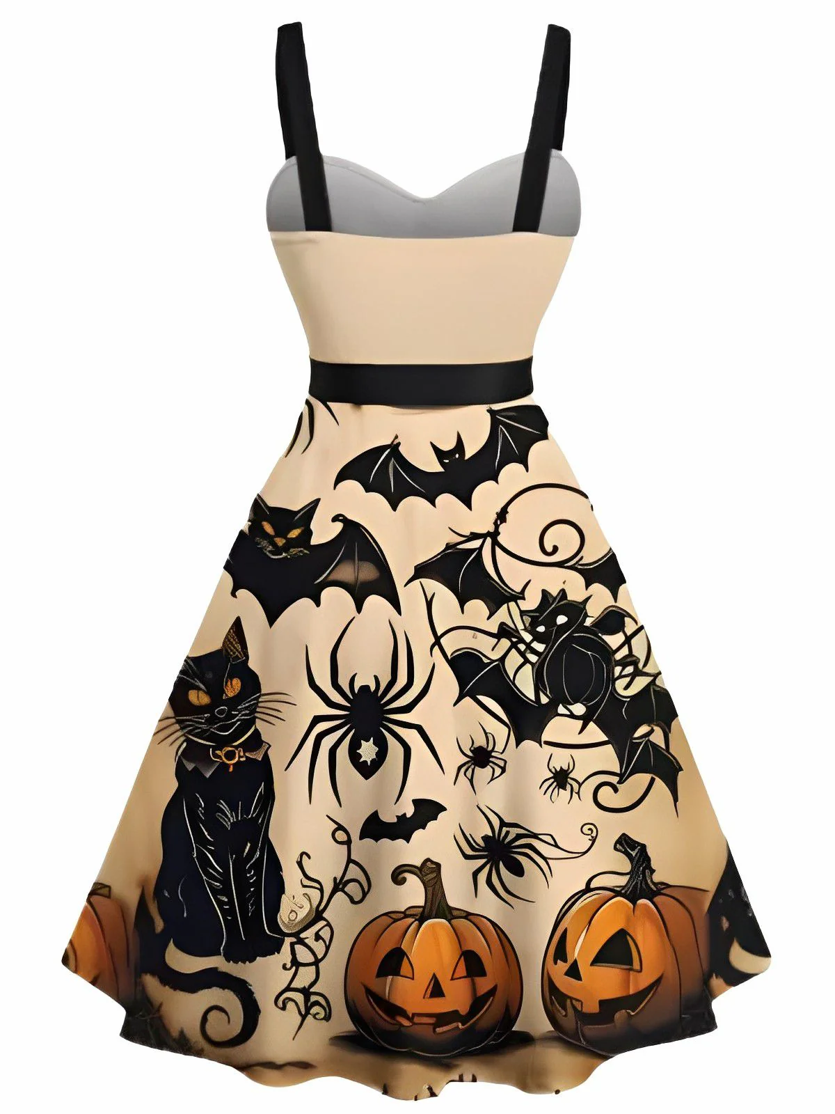Orange 1950er Kürbis Katze Schläger Swing Kleid - Image 2