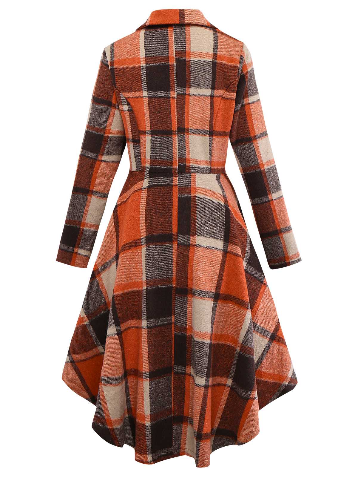 Orange 1950er Karo Hoch Niedrig Saum Revers Jacke - Image 3