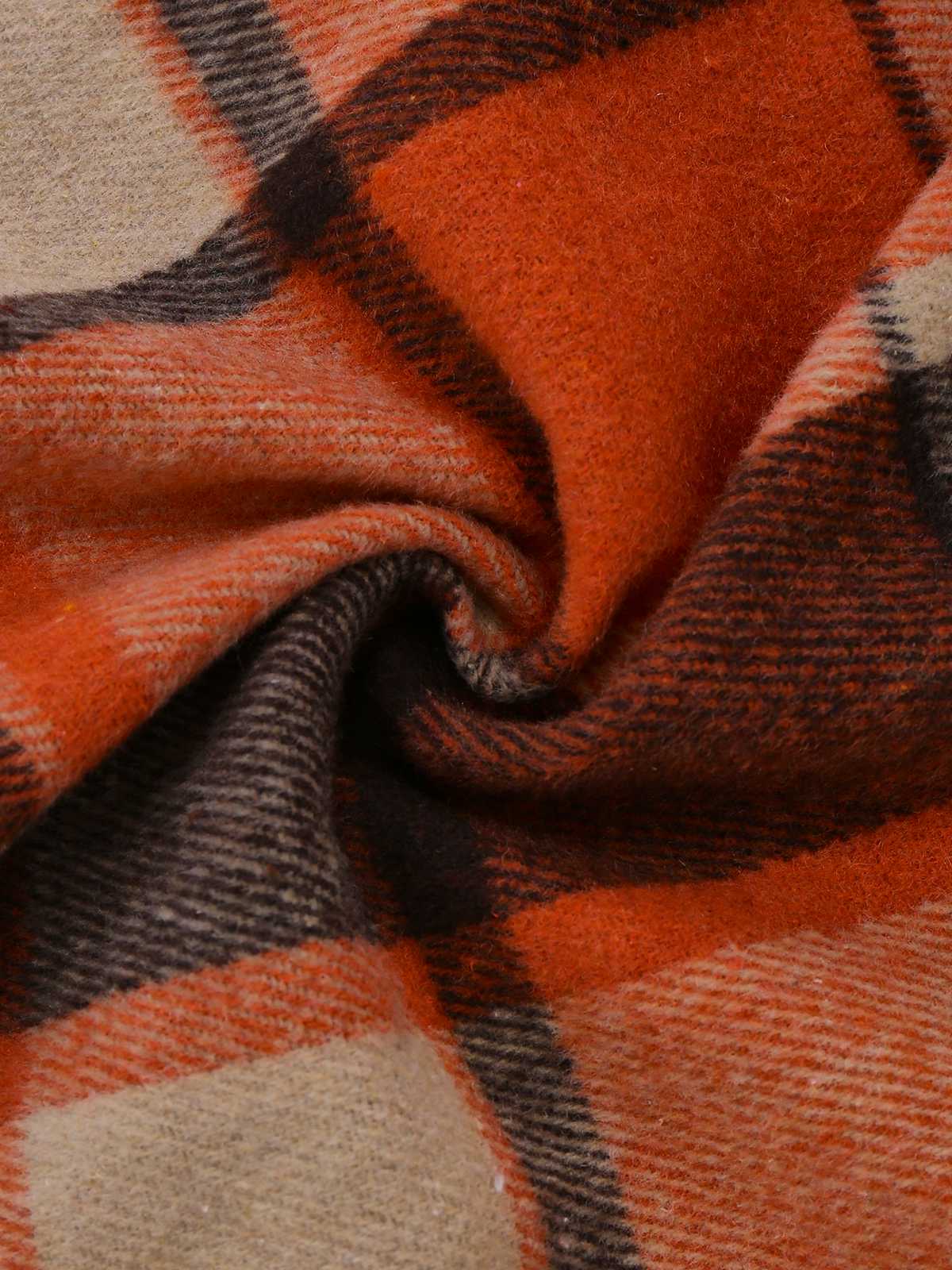 Orange 1950er Karo Hoch Niedrig Saum Revers Jacke - Image 7