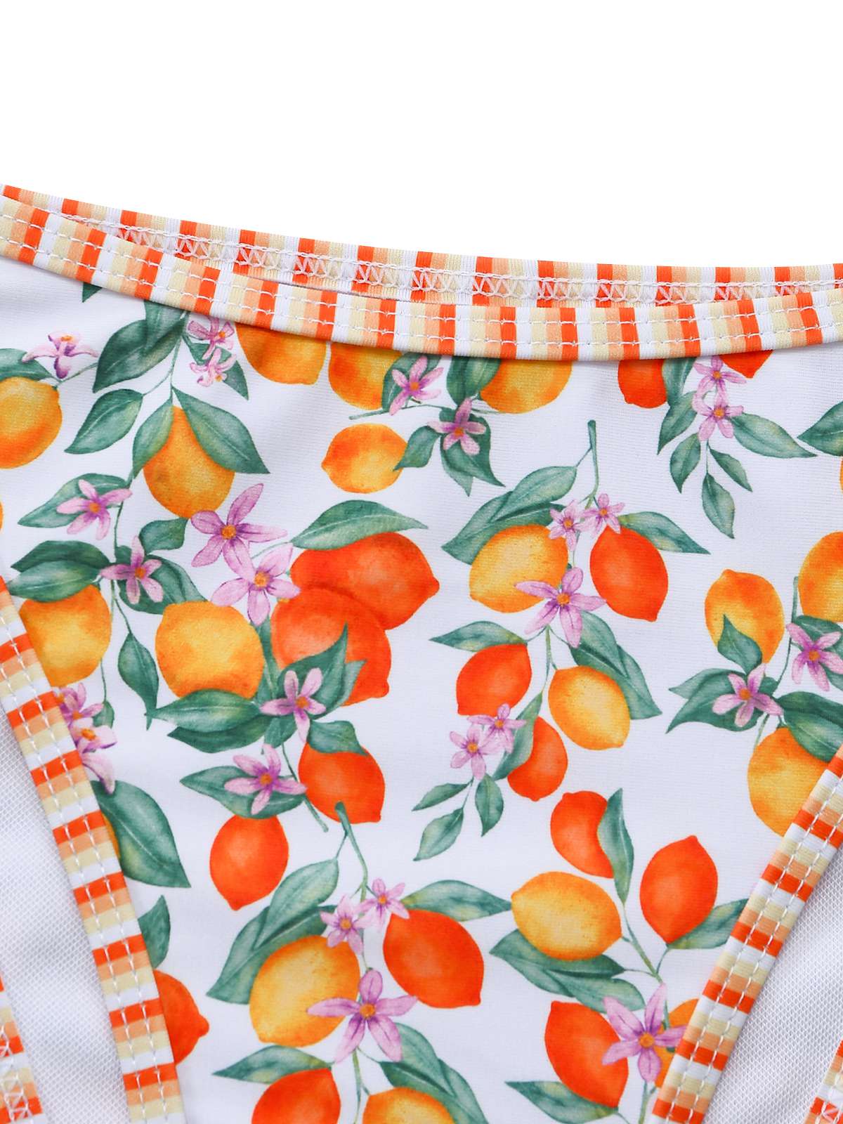 Orange 1950er Zitronen Muster Halter Tankini Set - Image 5