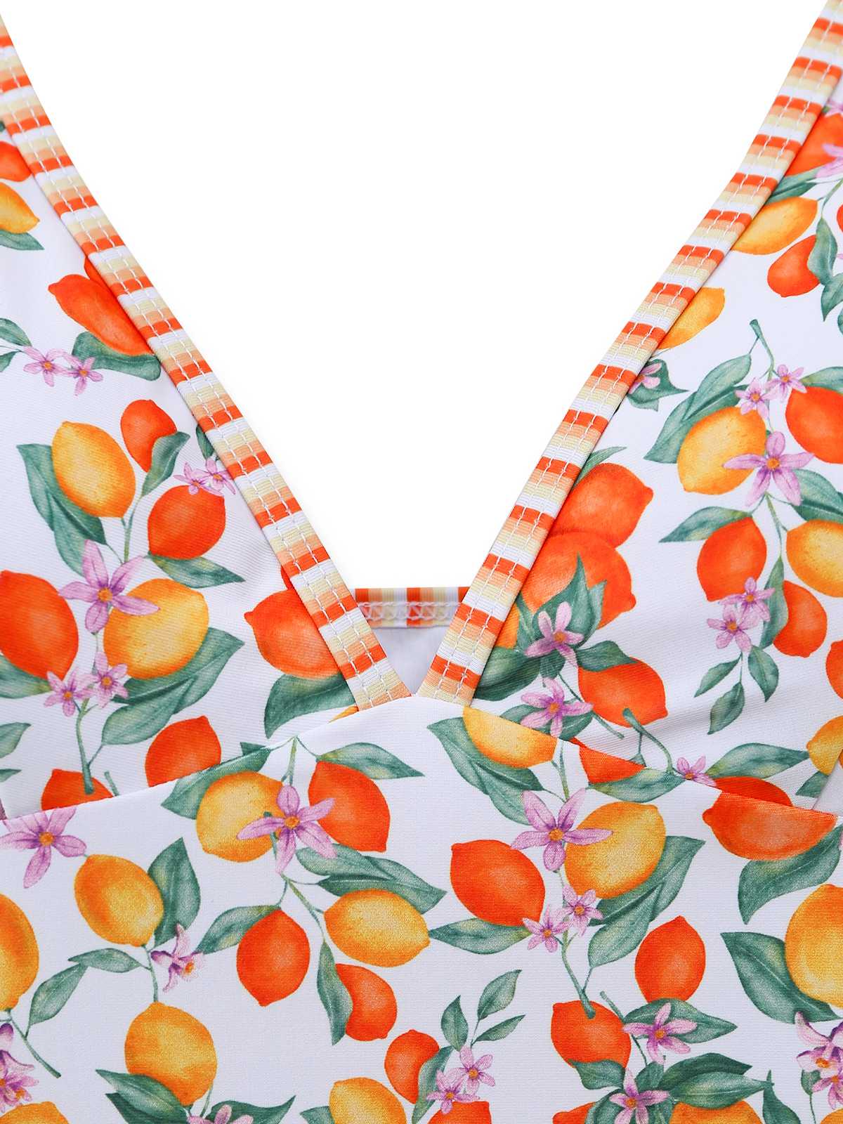 Orange 1950er Zitronen Muster Halter Tankini Set - Image 7