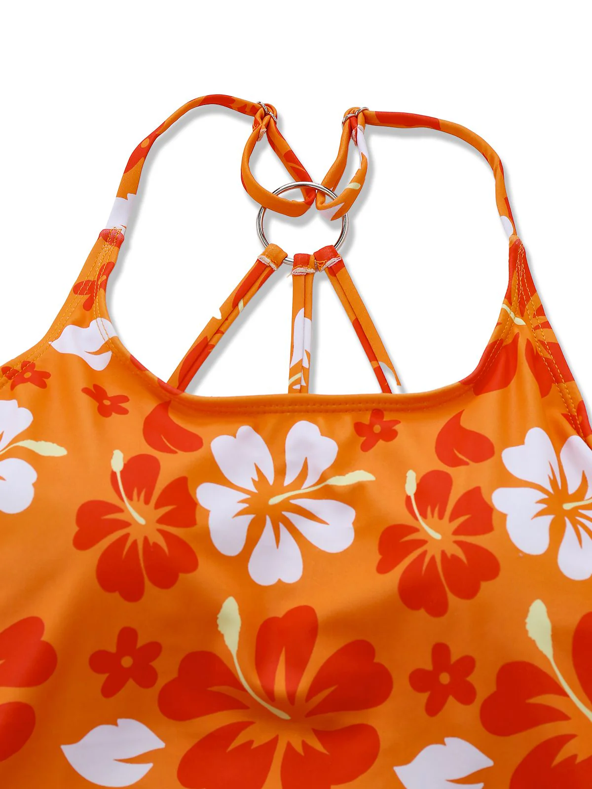 Orange 1960er Blumen Rückenfrei Bikini Set - Image 4
